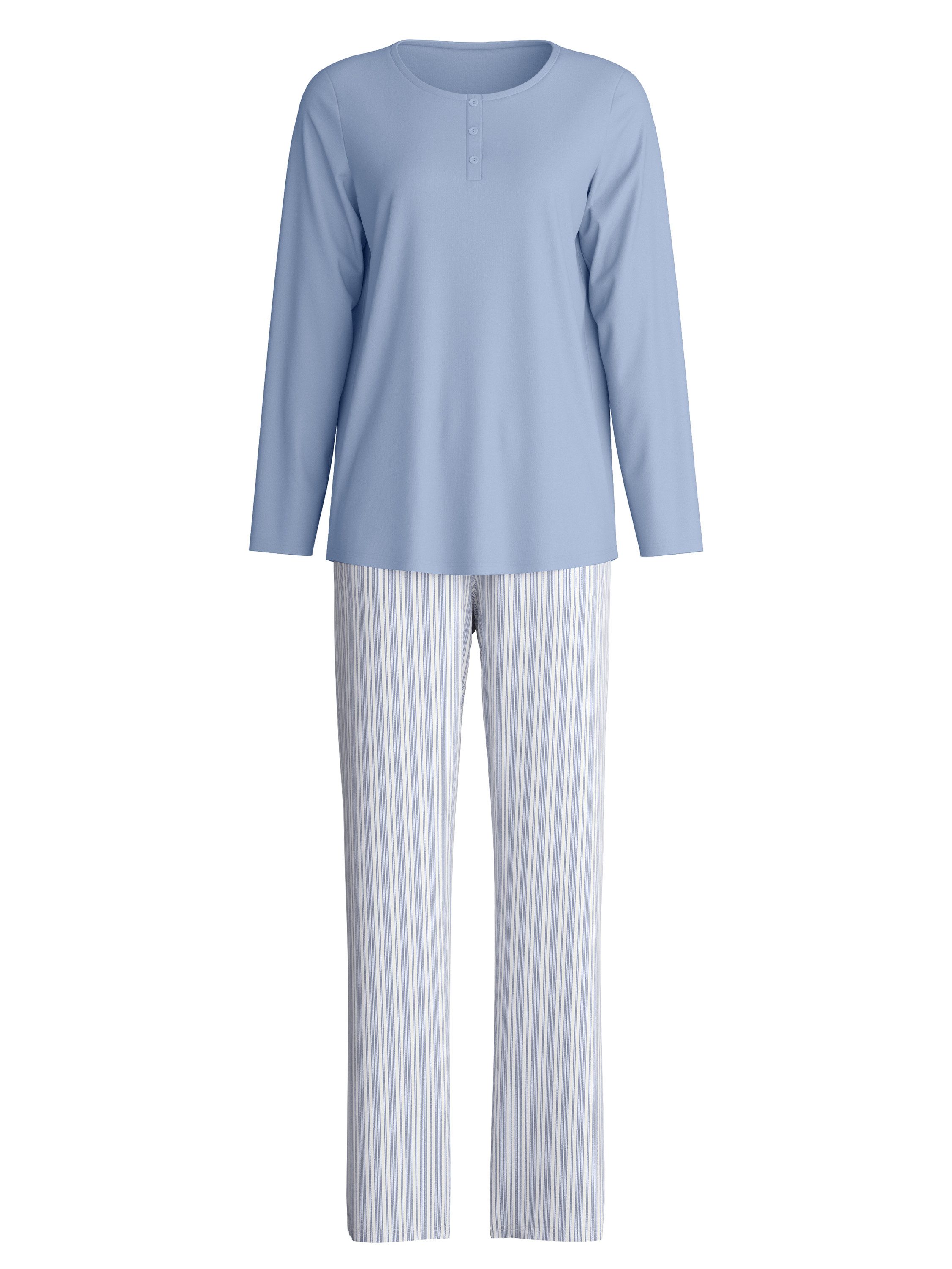 CALIDA Pyjama Striped Dreams Damen (2 tlg) 100% Baumwolle, wärmend, hautfreundlich, atmungsaktiv, pflegeleicht