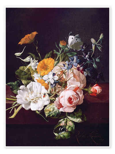 Posterlounge Poster Rachel Ruysch, Vase mit Blumen, Malerei