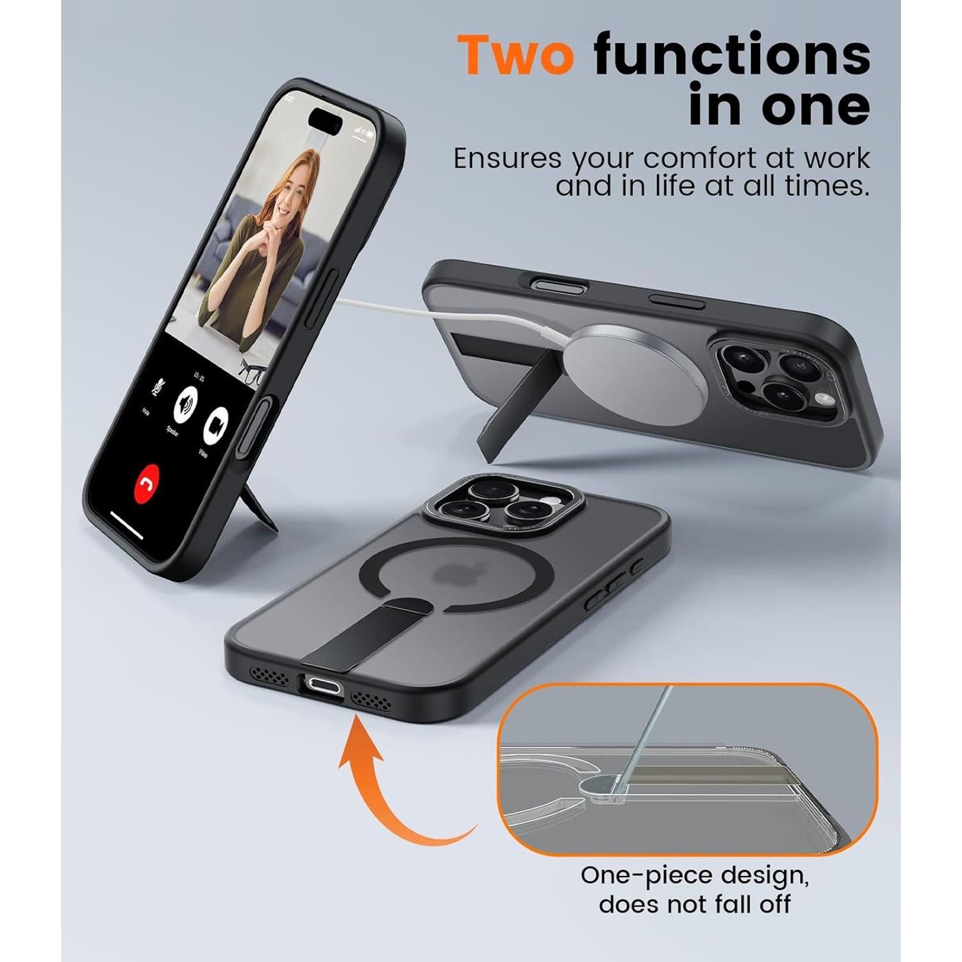 CoolGadget Handyhülle Kickstand Hybrid Hülle für iPhone 16e 6,1 Zoll, Schutzhülle Militärschutz Ständer kompatibel mit MagSafe Magnetring