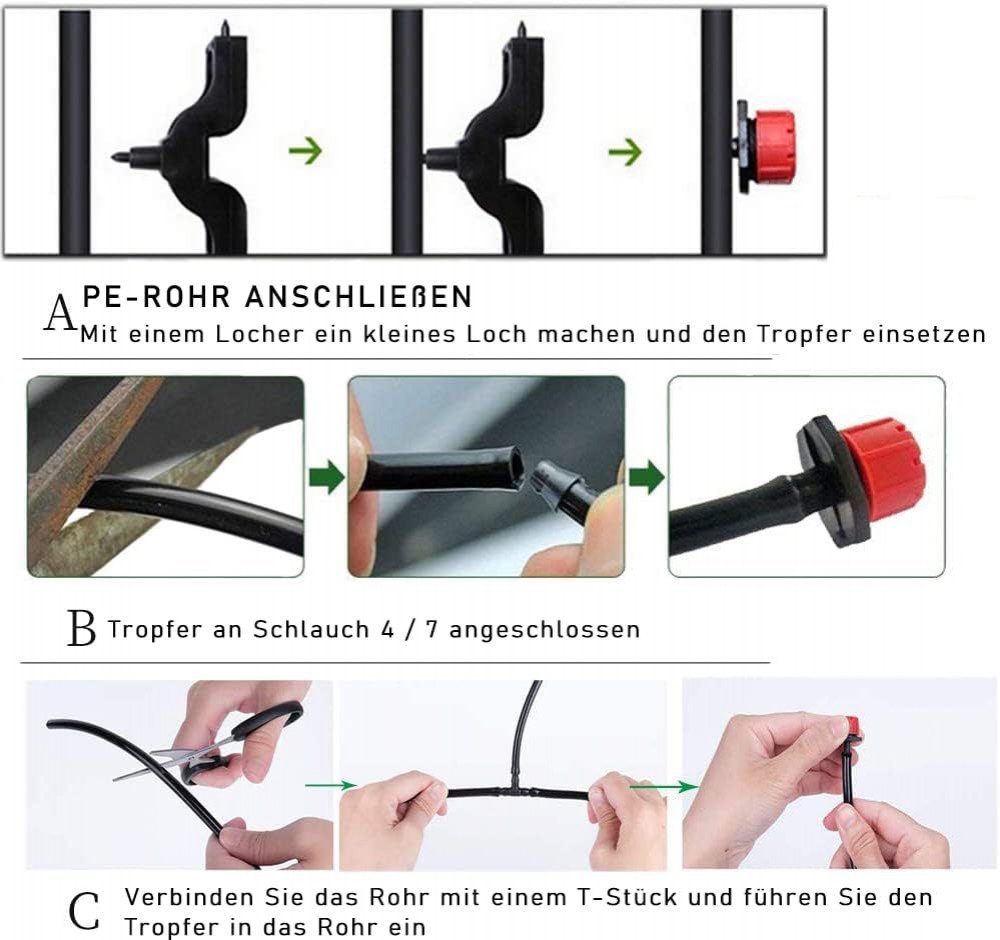 FELIXLEO Bewässerungssystem 200 Stücke Einstellbare Bewässerung Tropfer Sprinkler 8-Loch, (1-tlg)