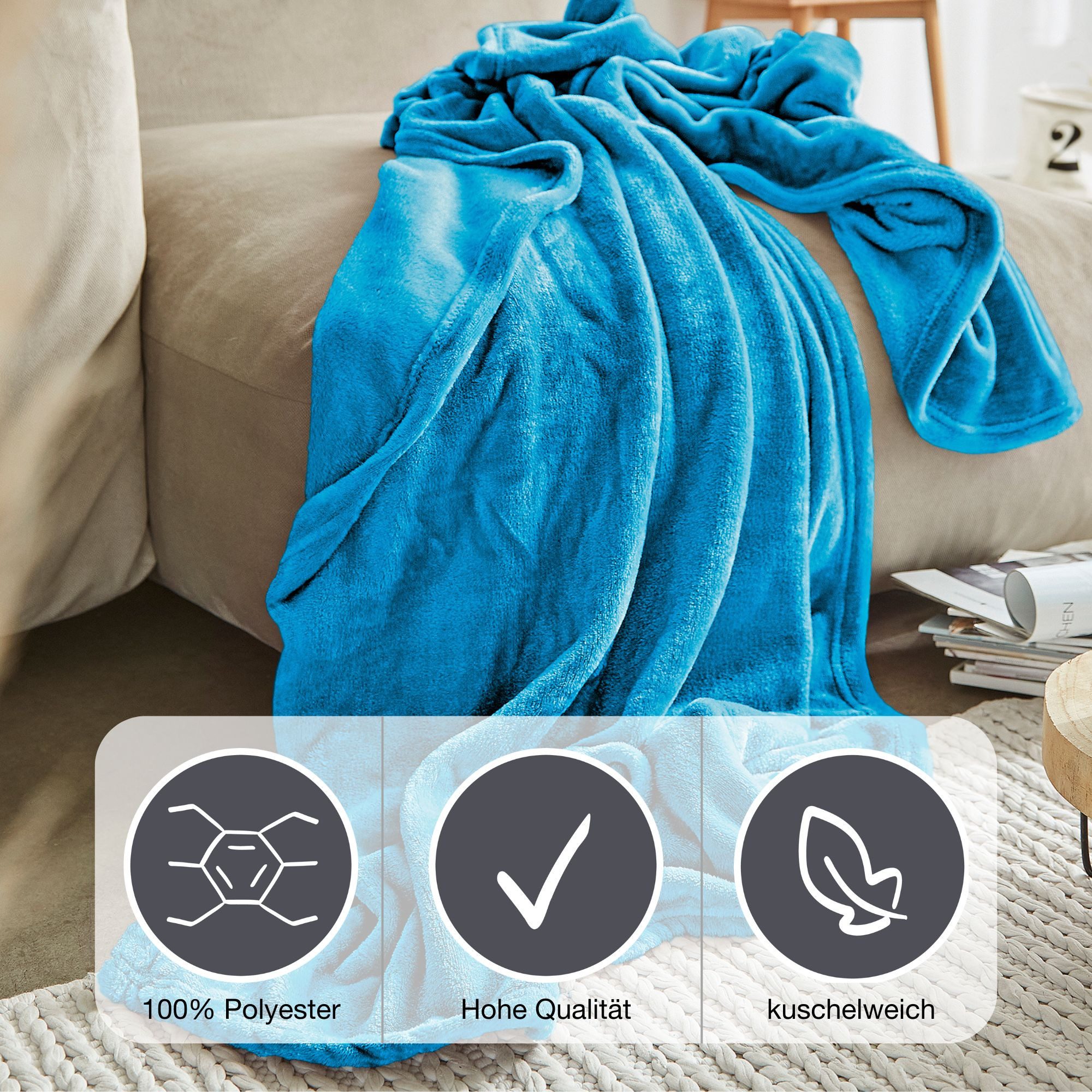 Wohndecke Uni Fleecedecke Olbia, IBENA, einfarbig schick, Kuscheldecke günstig online kaufen