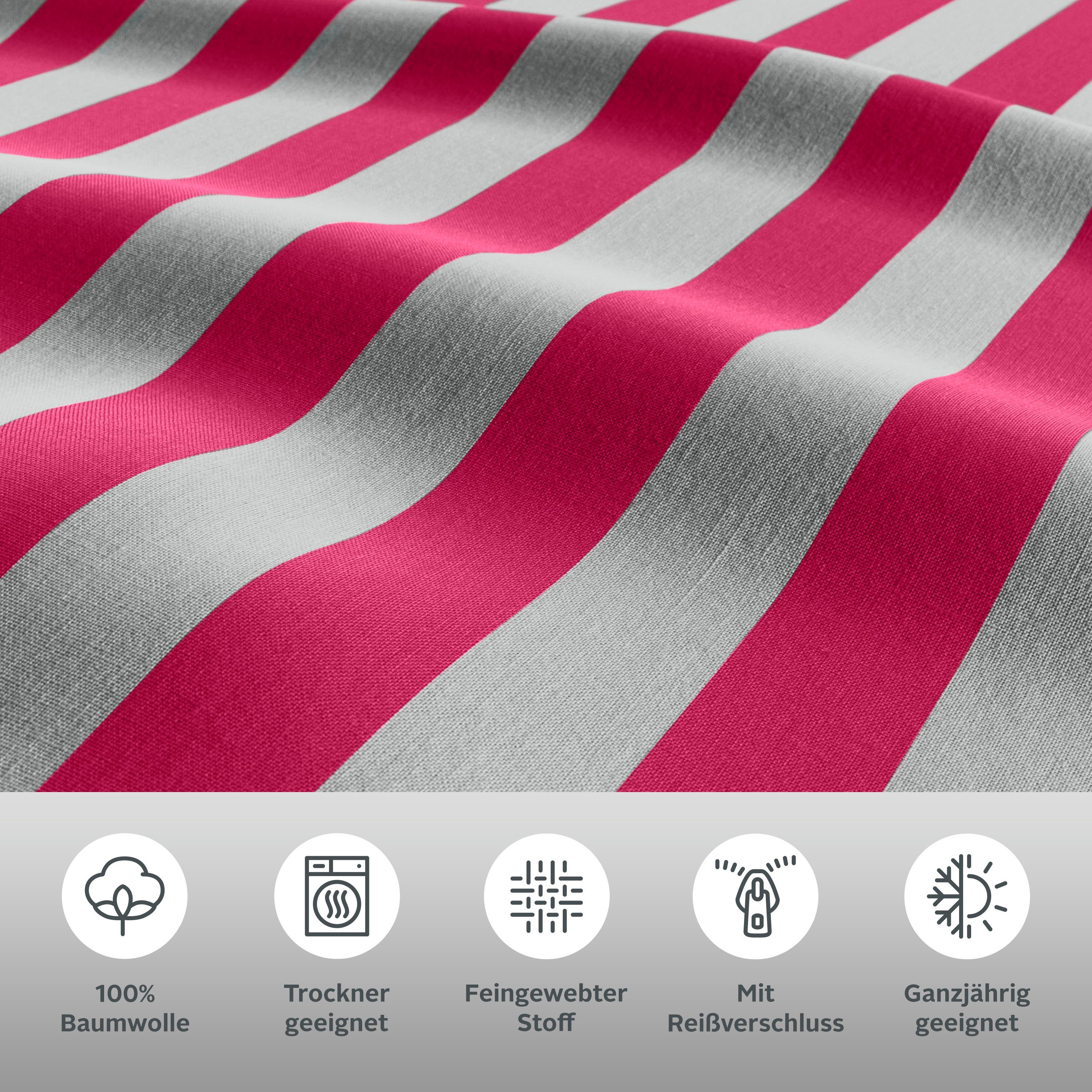 OTTO home Wendebettwäsche Greta, Renforcé, 2 teilig, Bettwäsche mit Streifen in verschiedenen Qualitäten, ab 135x200 cm