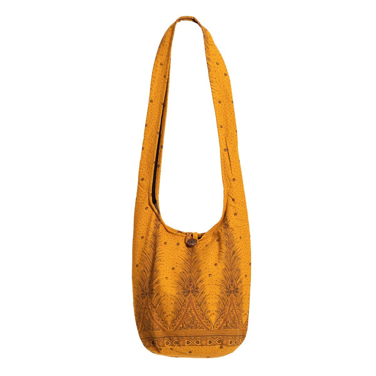 PANASIAM Freizeittasche Schulterbeutel im Pfau Design als Umhängetasche aus reiner Baumwolle, Schultertasche mit Innentasche Stofftasche Crossbody Handtasche