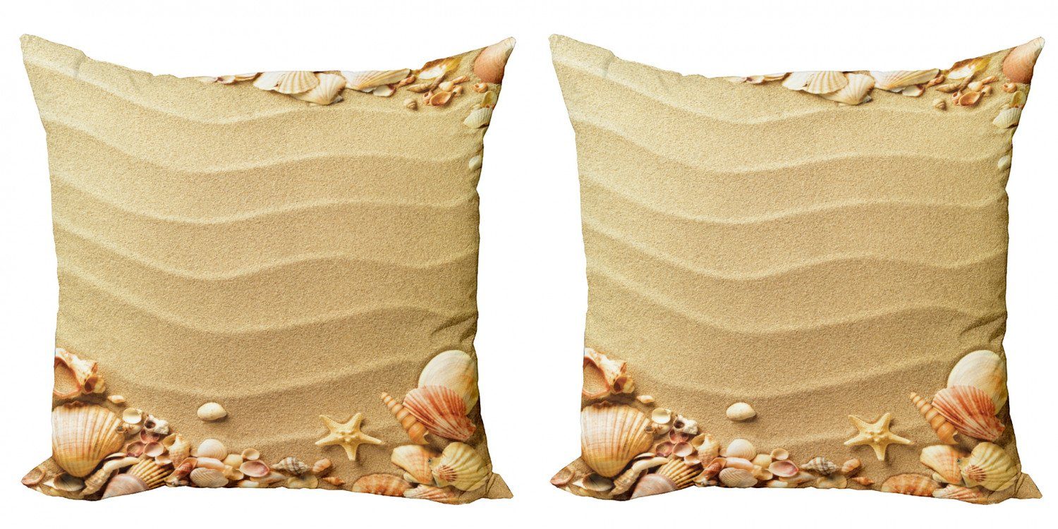 Kissenbezüge Modern Accent Doppelseitiger Digitaldruck, Abakuhaus (2 Stück), Strand Sand mit Muscheln Wellen