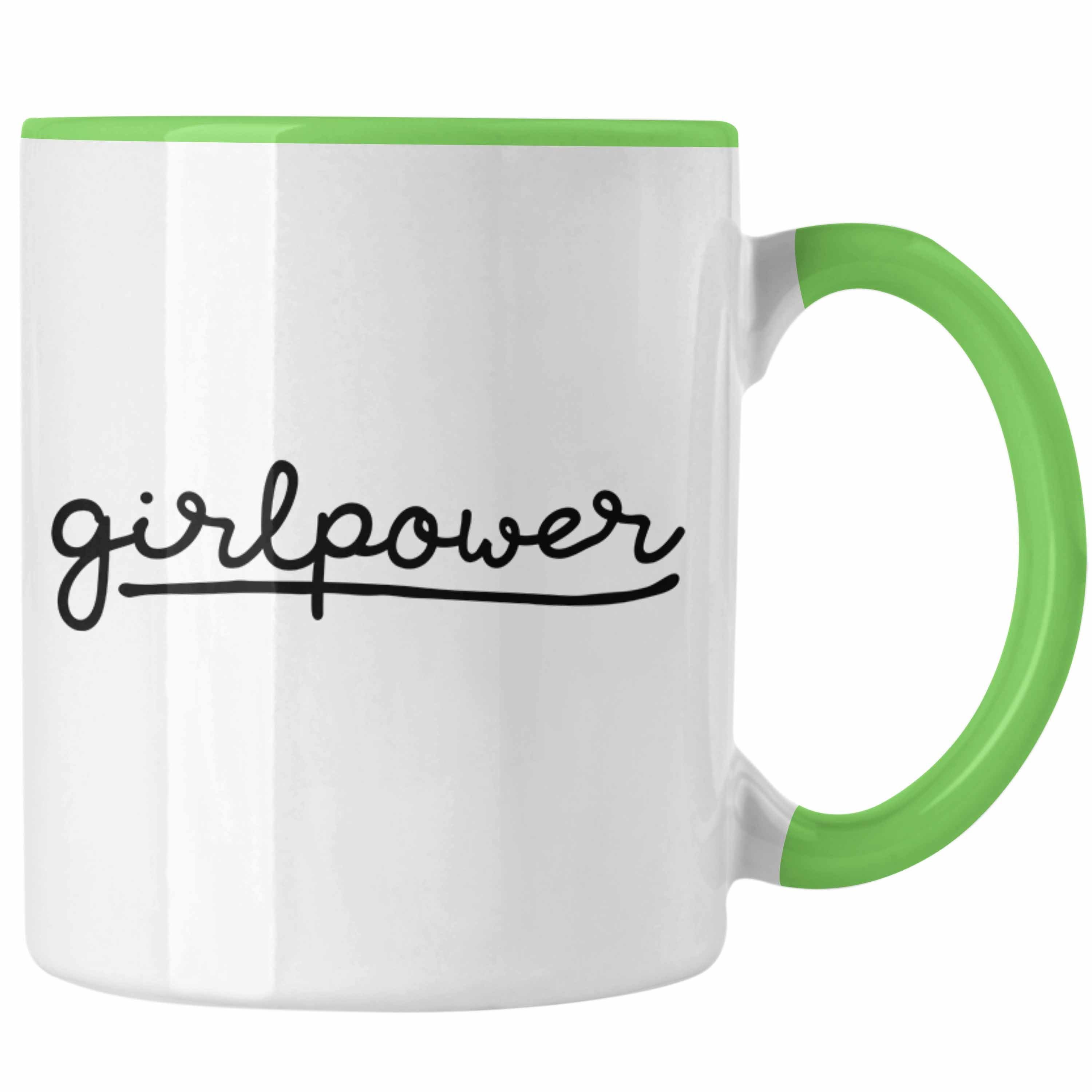 Trendation Tasse Trendation - Girlpower Tasse für Frauen Mädchen Geschenk Kaffeetasse Grün