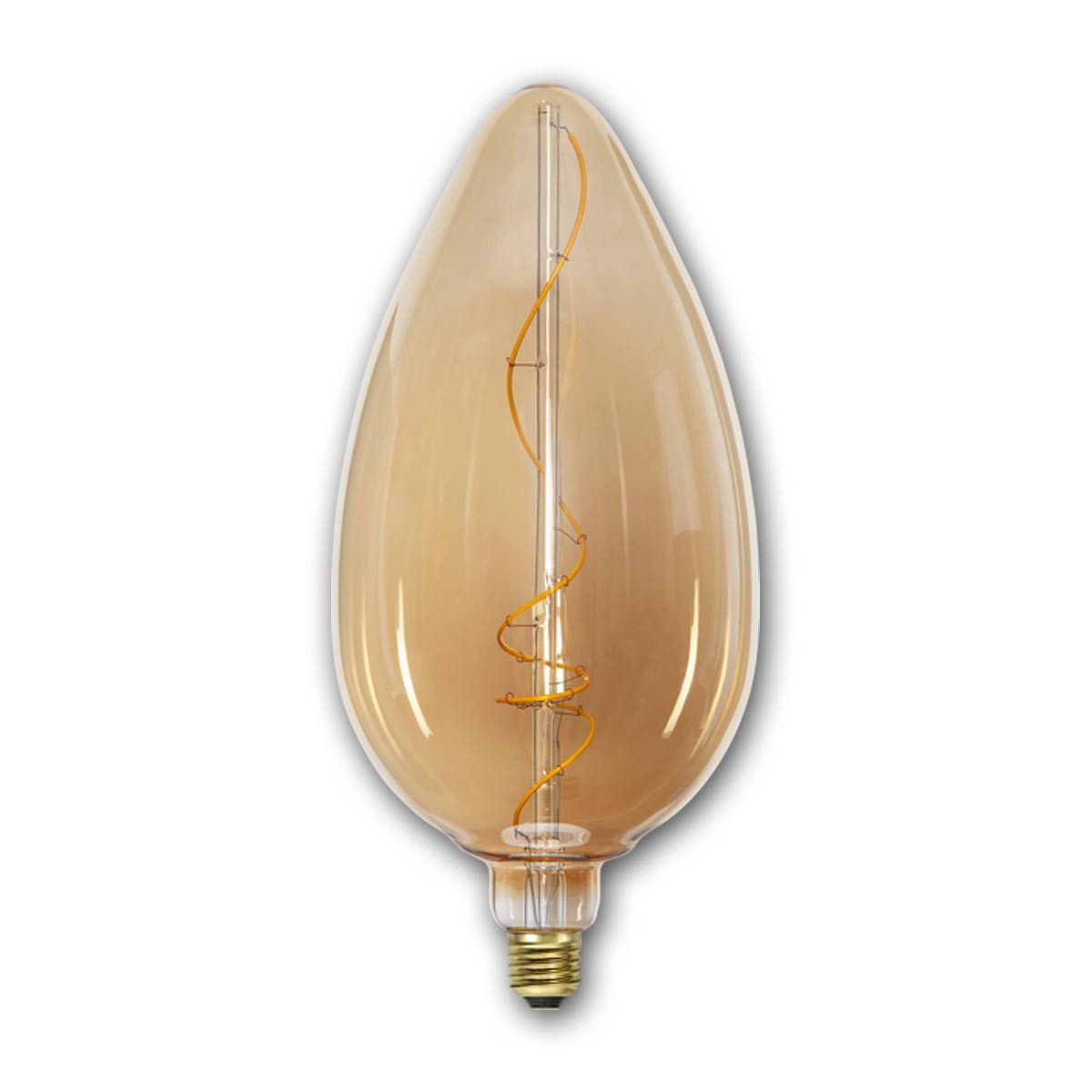 STAR TRADING LED-Leuchtmittel E27 Birne INDUSTRIAL-VINTAGE Amberglas XXL Kerze, warmweiß