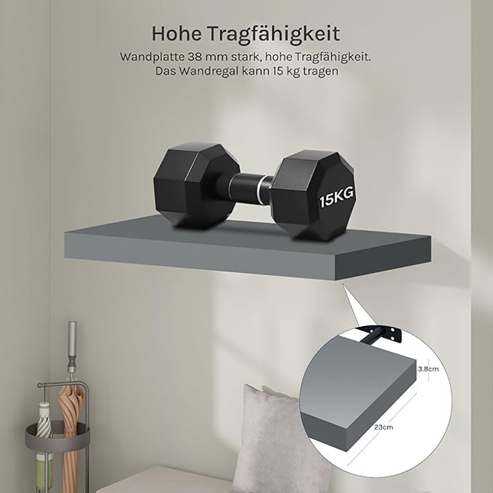 Woltu Wandregal, 1-tlg., hochglänzend Wandboard Schweberegal CD DVD Regal