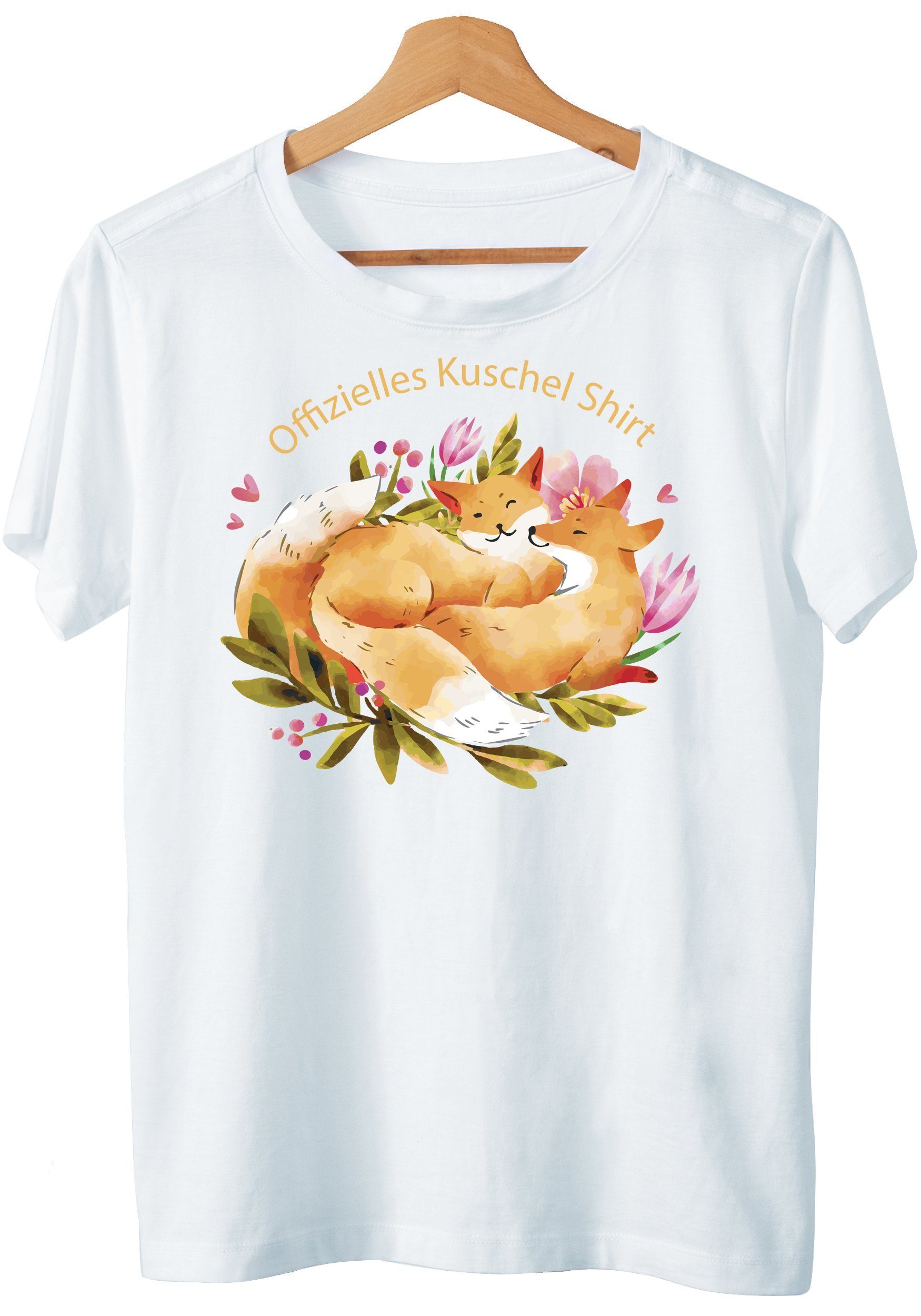 Art & Detail Shirt T-Shirt Offizielles Kuschel Schlafshirt mit Fuchs u. Füchsin Motiv Nachthemd Sprüche T-Shirt, Schlafen, Kuscheln