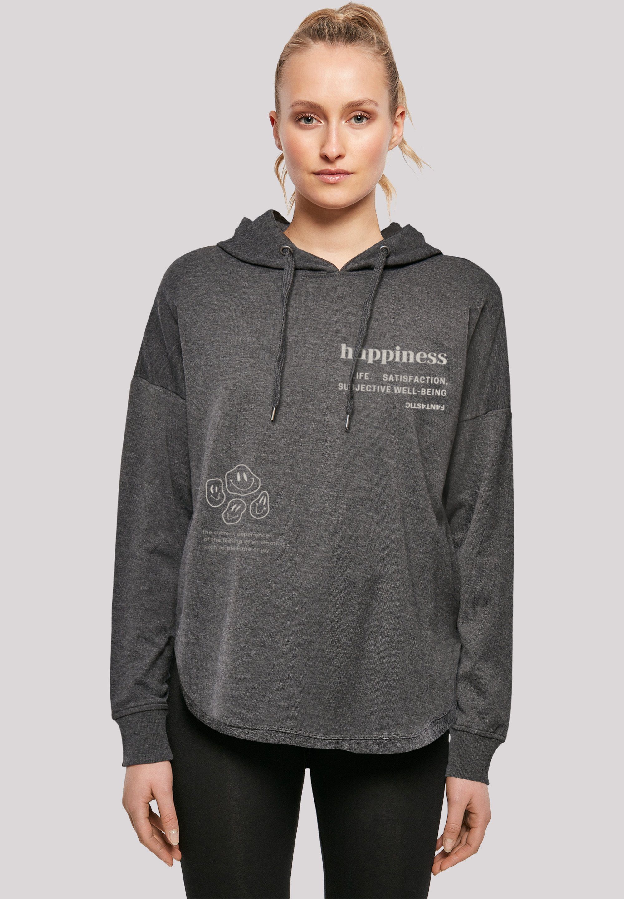 F4NT4STIC Kapuzenpullover happiness OVERSIZE HOODIE Print charcoal