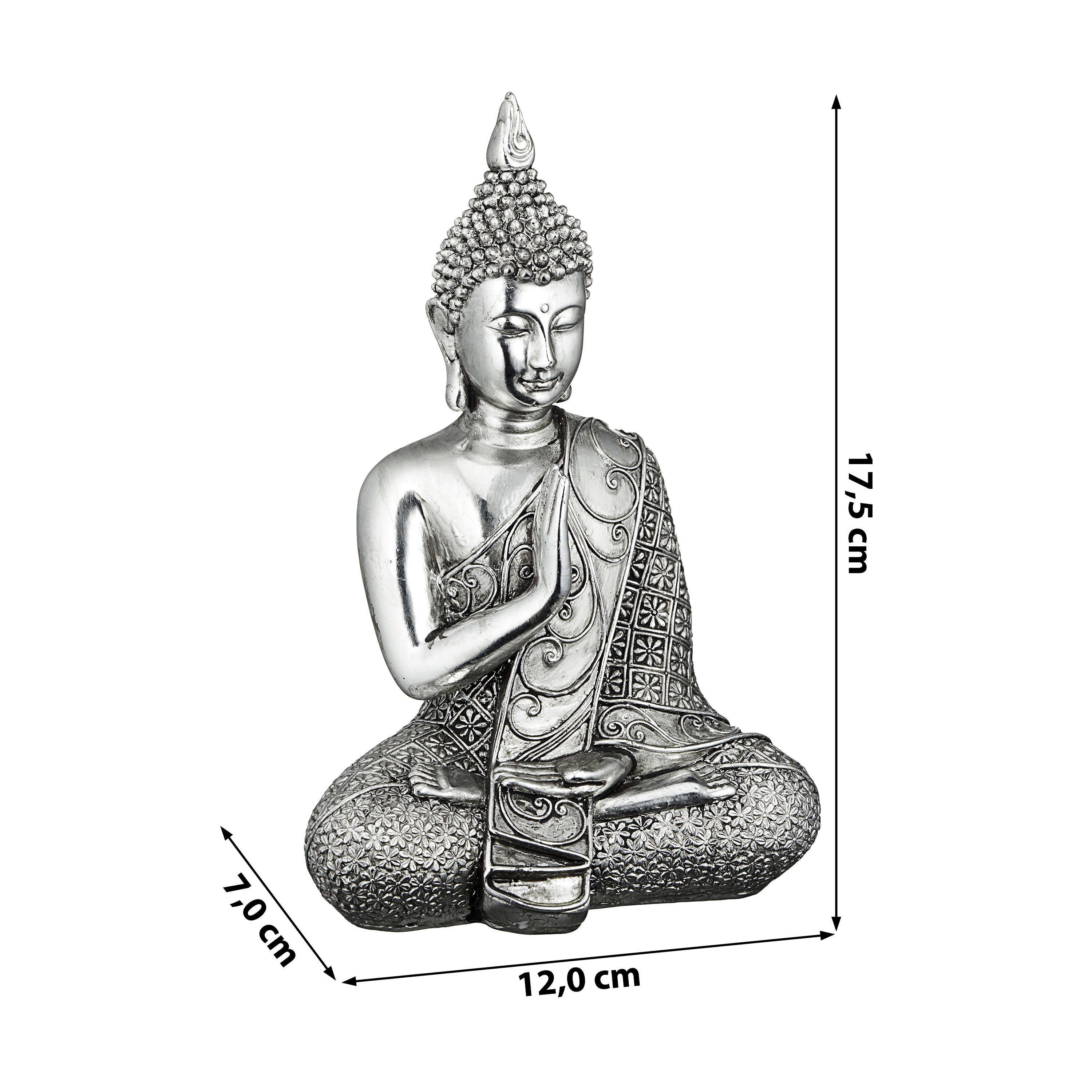 CEPEWA Dekofigur Buddha sitzend 12x17,5x7cm silber günstig online kaufen