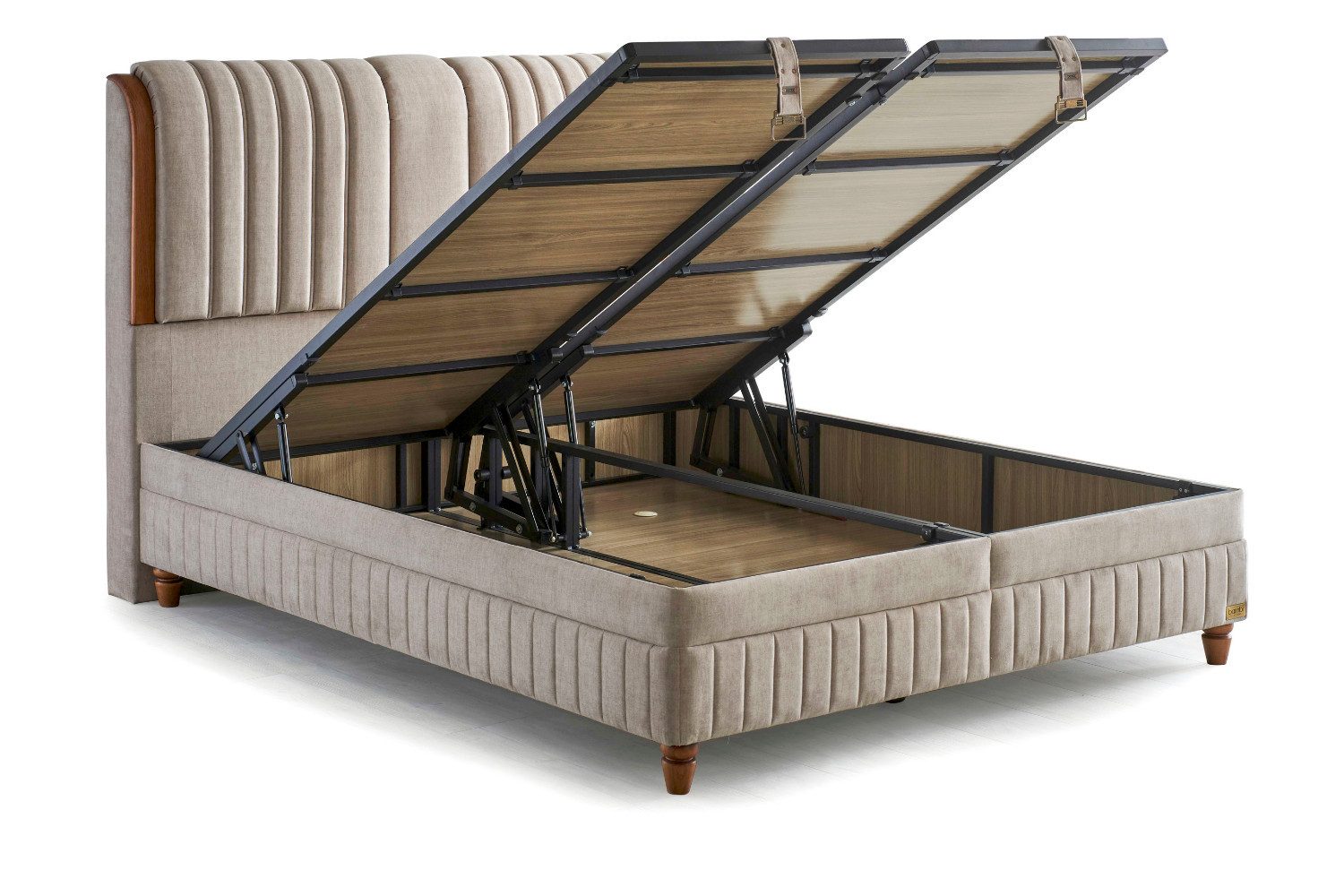 BAMBI YATAK Boxspringbett mit Bettkasten, Bambi Kapok Naturel, Bett mit Matratze opt. Nachttisch (H3 - Mittel, 1 x Matratze, 2 x Bettkasten, 1 x Bettkopfteil), Taschenfederkern, Hyper-Schaum, Komfortschicht, Matratzenhöhe: 31 cm