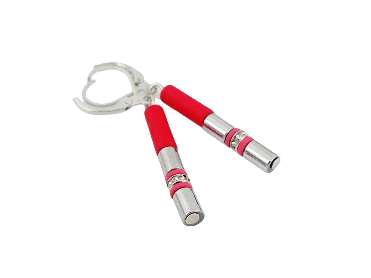Paar Ohrhänger 036aohr Ohrhänger Walze Hämatit rot matt, Strass, silberfarben
