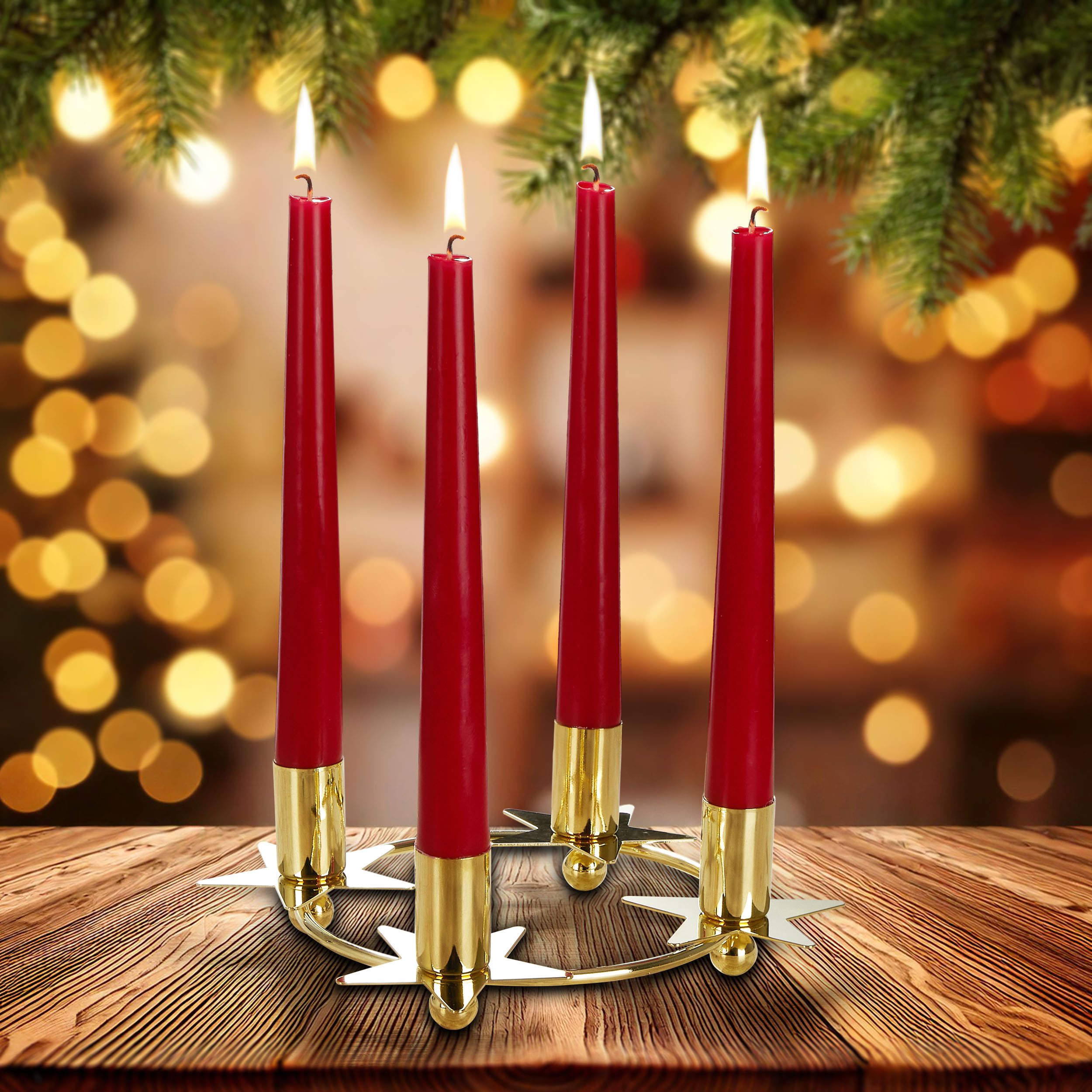 BRUBAKER Kerzenständer Kerzenhalter für 4 Kerzen Silber - 22 cm Adventskran günstig online kaufen