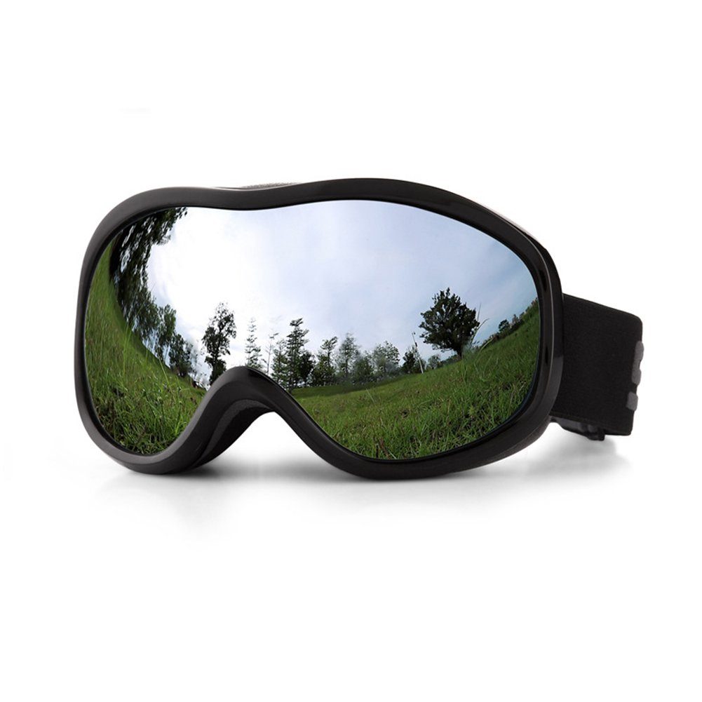 UV-Schutz Schwarz Skibrille,Snowboardbrille,Anti-Beschlag Skien Anti-Rutsch Skibrille