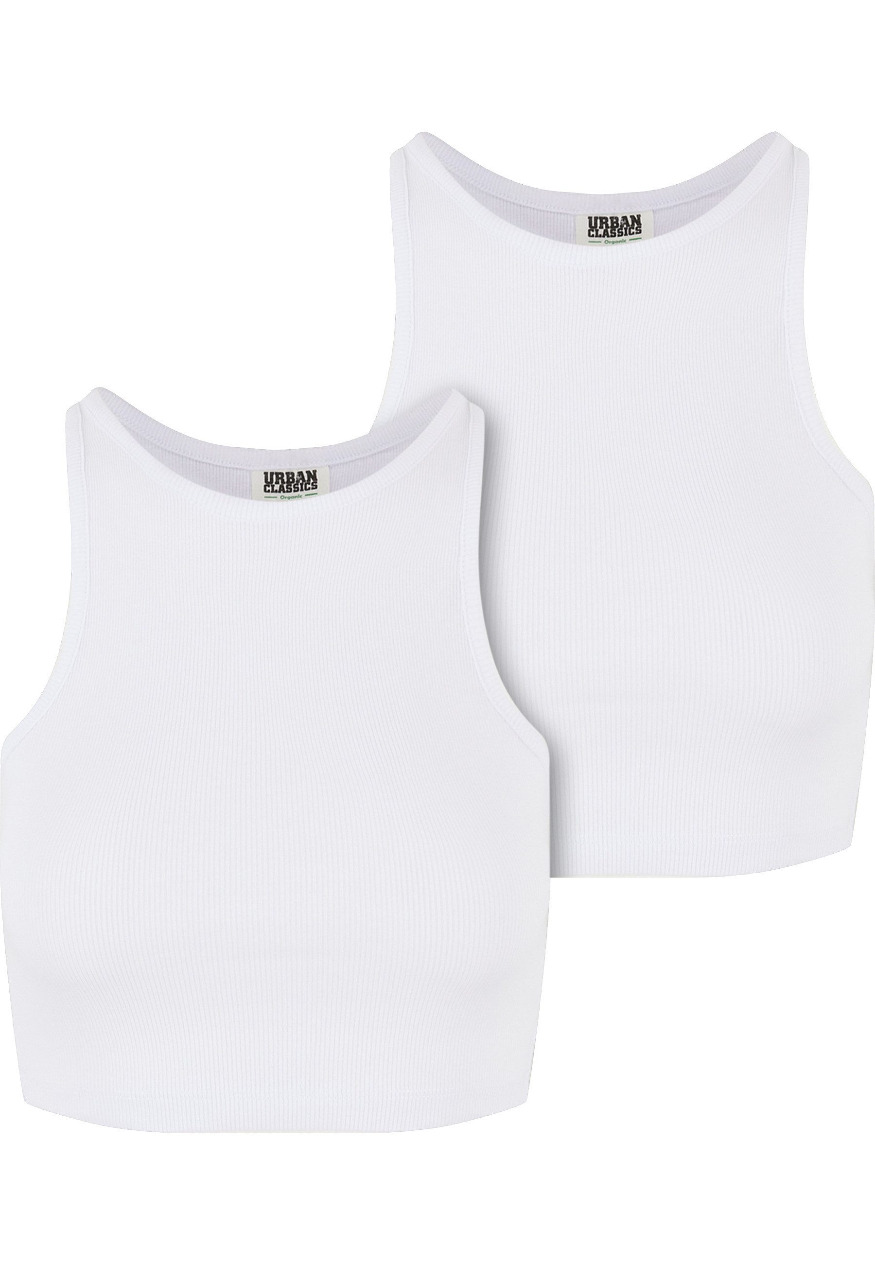 URBAN CLASSICS Muskelshirt Urban Classics Ladies Organic Cropped Rib Top 2-Pack (1-tlg)