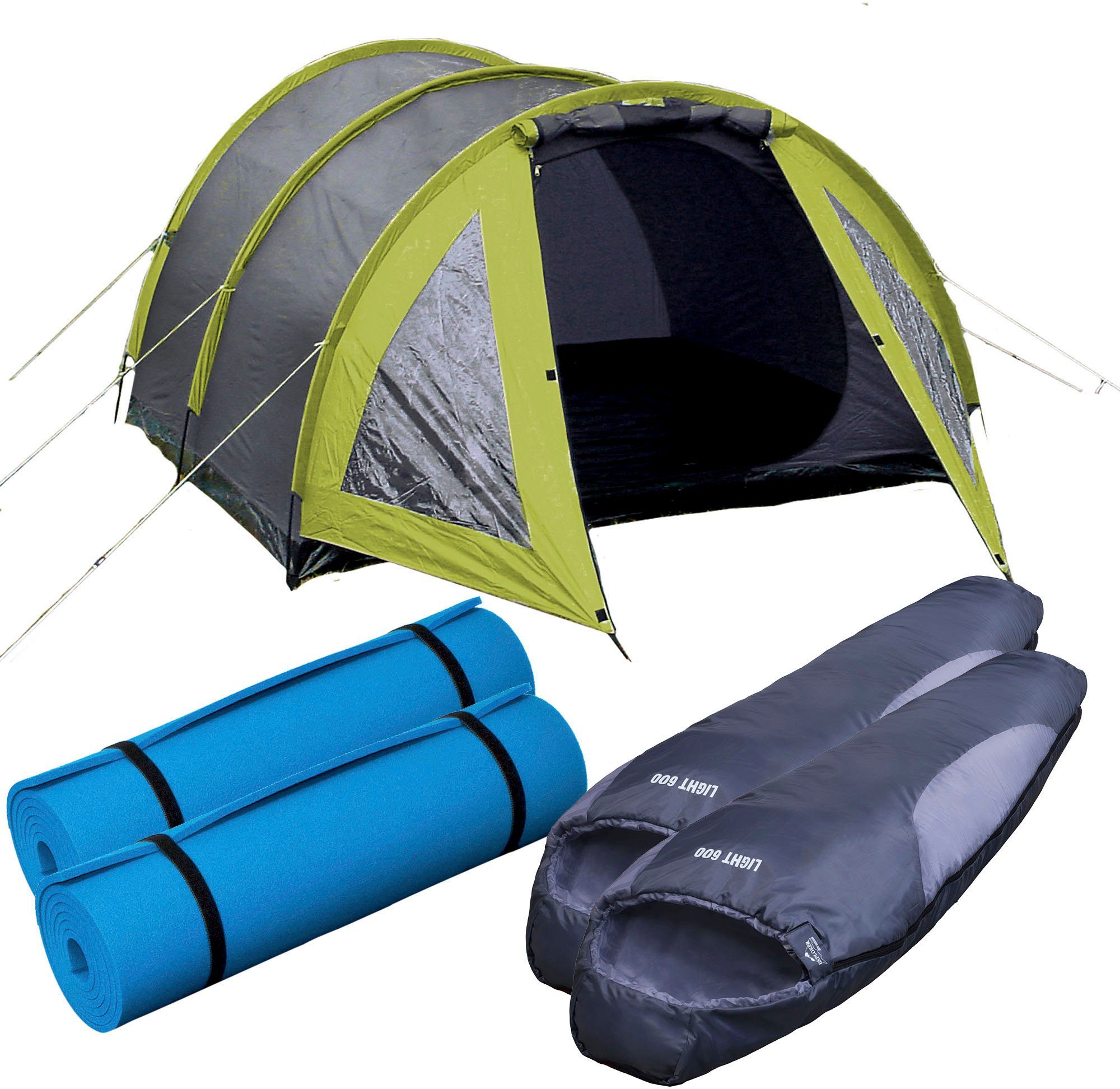 tlg., 2 Light Isomatten, 2 EXPLORER (Set, x 3 Isoliermatte Tunnelzelt, Campingset x 1 5-teilig, gerollt) 2 Tunnelzelt Personen: x Schlafsack Schlafsäcke 1 / / Zelt 2 600, 5