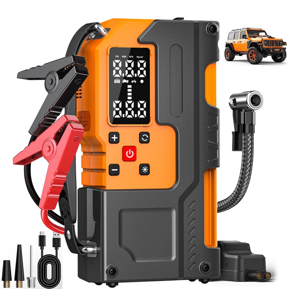 7000A Auto Starthilfe 12V mit 150PSI Kompressor & Smart-Klemmen Autobatterie-Ladegerät