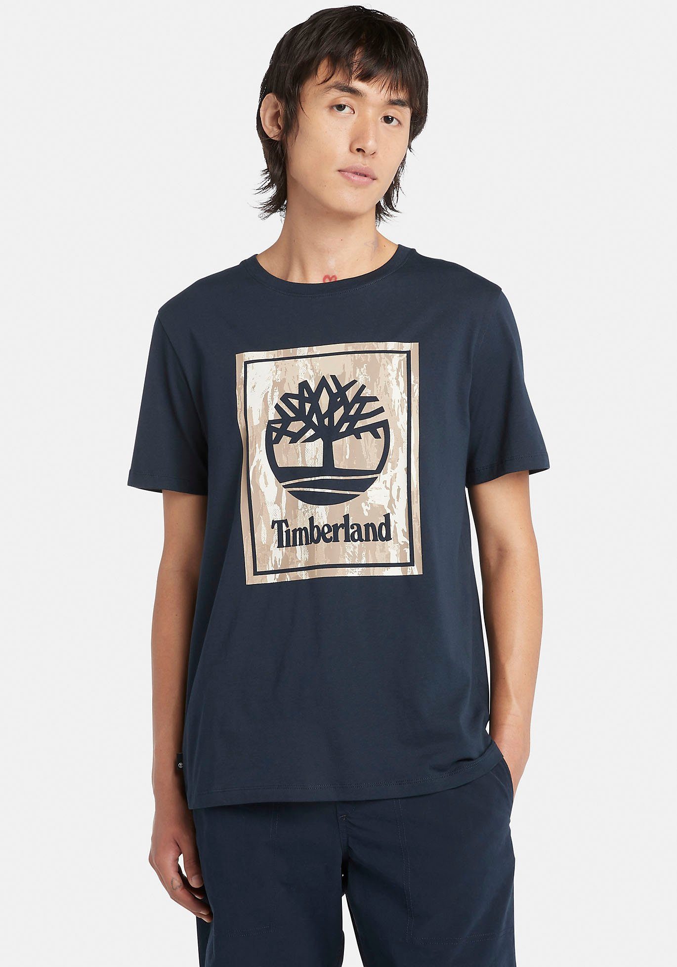 Timberland T-Shirt STACK LOGO Camo Short Sleeve Tee in großen Größen