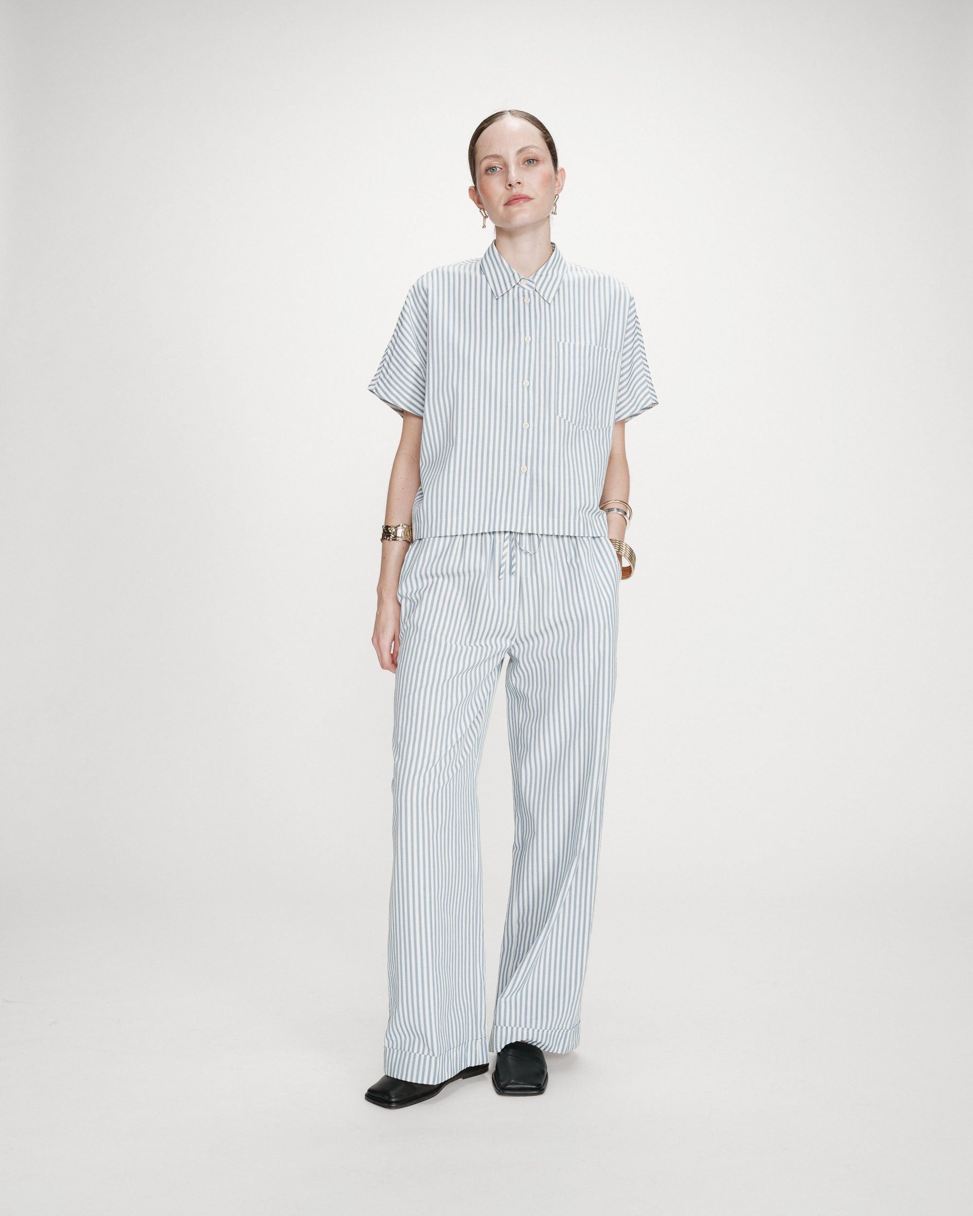 Grace & Mila Kurzarmbluse BLOUSE RAYEE OVERSIZE VERCIA - Oversize Bluse - gestreiftes Hemd