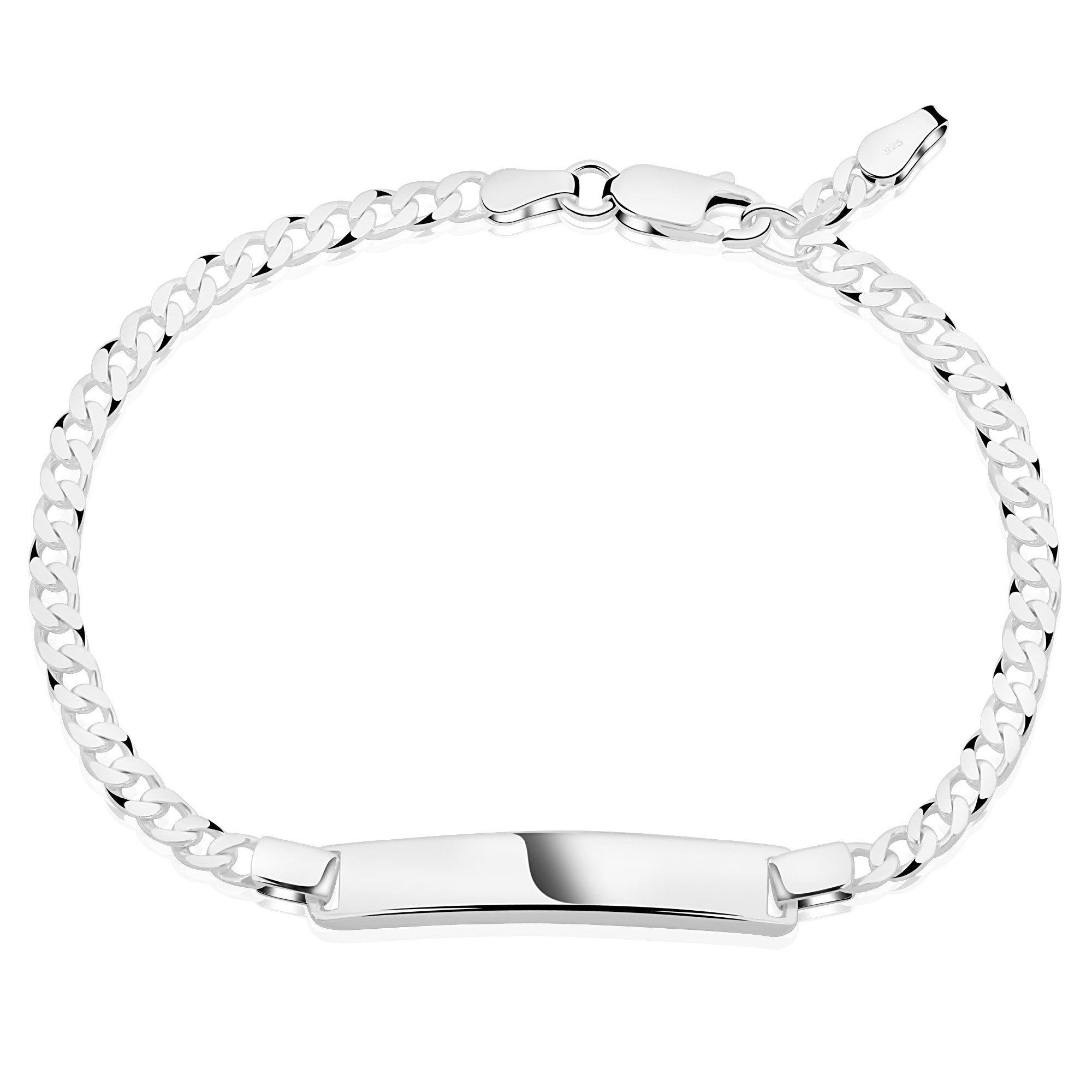 Tony Fein Silberarmband Gravurarmband 7mm 925er Silber Massiv Verstellbar +1 cm Diamantiert, Made in Italy für Damen und Herren