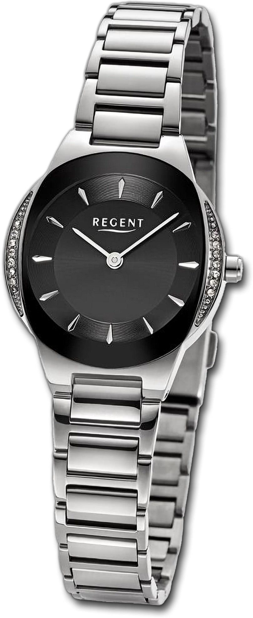 Damenuhr Regent (ca. Damen Armbanduhr rundes Regent silber, Gehäuse, Metallarmband groß Quarzuhr extra Analog, 28,5mm)
