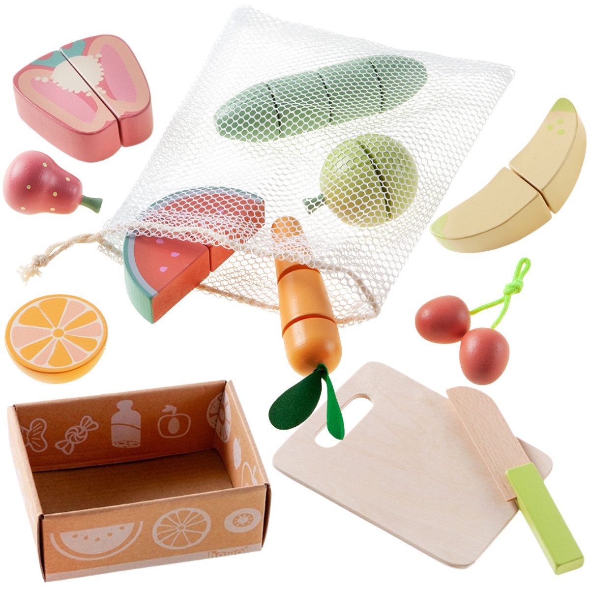howa Spiellebensmittel Schneideset Obst und Gemüse, (12-tlg), für Kaufladen oder Kinderküche