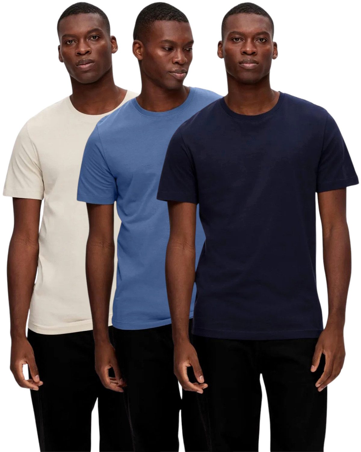 SELECTED HOMME T-Shirt Basic Shirts mit Rundhalsausschnitt im 3er Pack günstig online kaufen