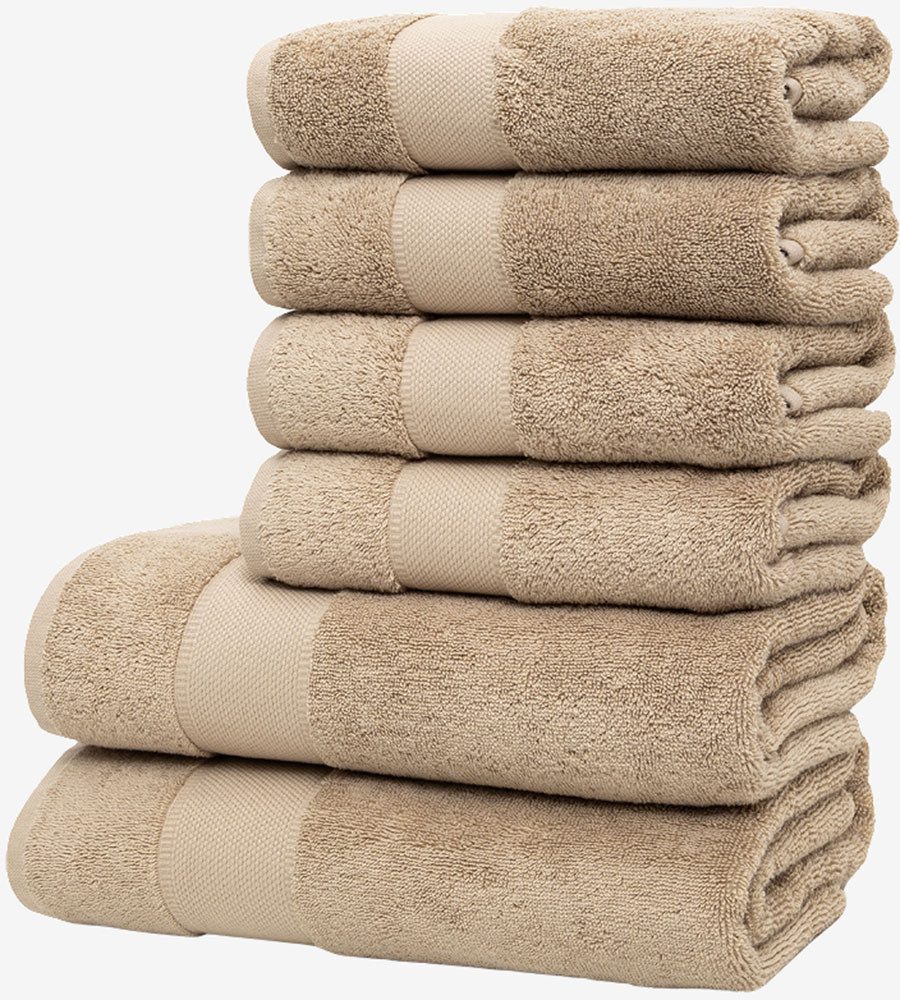 Wolkenfeld Handtuch Set Premium Low-Twist Baumwolle 550 g/m² – 6-teiliges Bade-Set, Frottier (6-St), 2 Duschtücher 70×140 cm & 4 Handtücher 50×100 cm