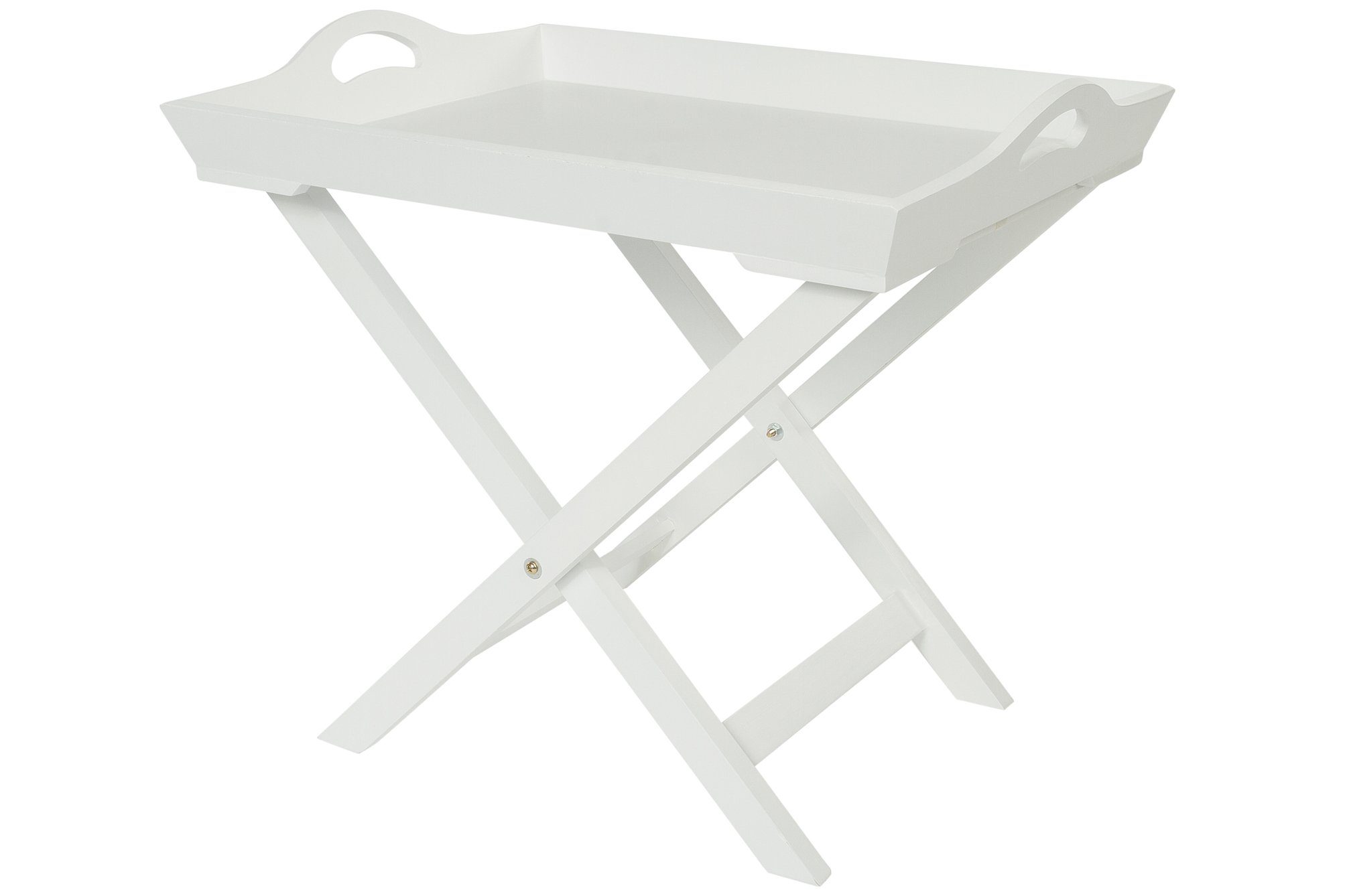 elbmöbel Tabletttisch Tablett Tisch weiß Holz (FALSCH), Beistelltisch: Tablett 57x50x41 cm weiß Cottage Stil
