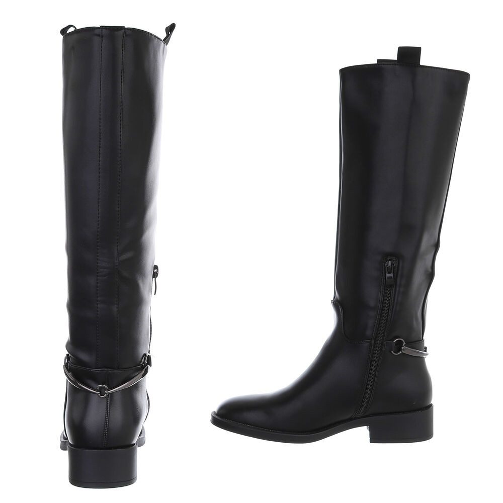 Ital-Design Damen Freizeit Stiefel (88577484) Blockabsatz Flache Stiefel in Schwarz – Bild 5 von 5