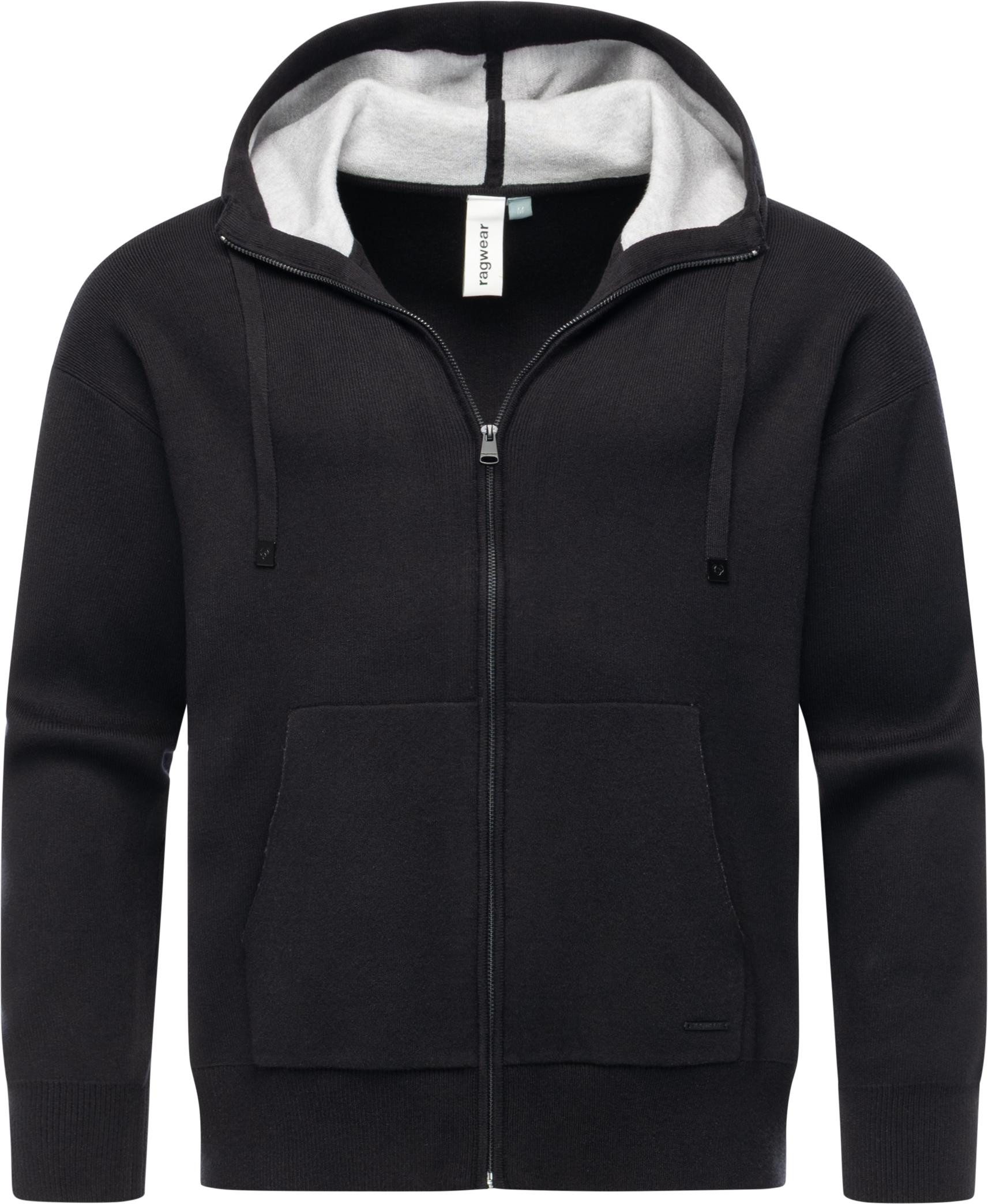 Ragwear Kapuzensweatjacke Raggan Zip Zipper aus Rippstrick mit großer Kapuze
