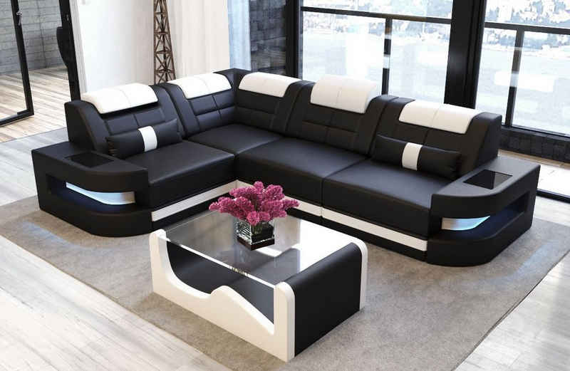 Sofa Dreams Ecksofa »Como«, L Form Ledersofa mit LED, wahlweise mit Bettfunktion als Schlafsofa, Designersofa