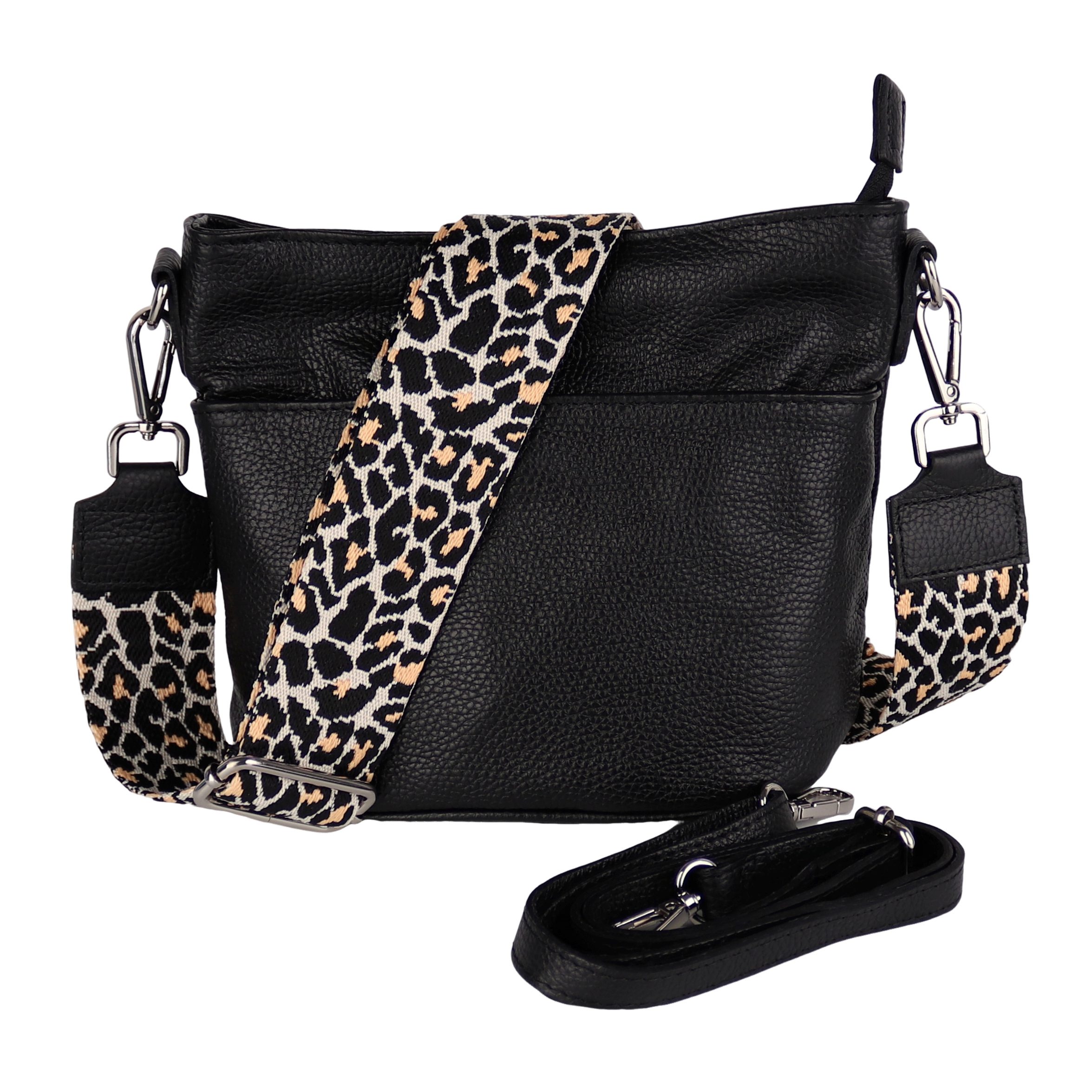 MIRROSI Umhängetasche Damen, Crossbody Bag, Echtleder Made in Italy (1 Tasche 2 Gurte oder Basic Version 1 Tasche 1 Gurt), 24x18x12cm (BXHXT)
