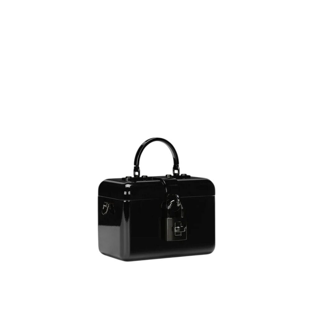 DOLCE & GABBANA Schultertasche, Faltbare Blackbox, Leder, Lederhandtasche, Handtasche, Schwarz