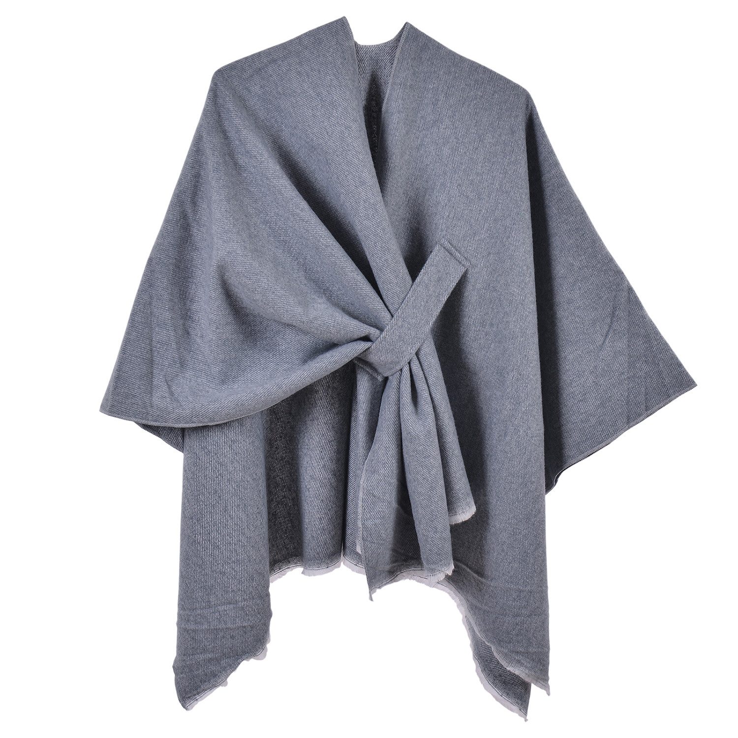 Refttenw Poncho Diagonal gebundener Schlitzumhang mit Quasten,Poncho Damen Winter
