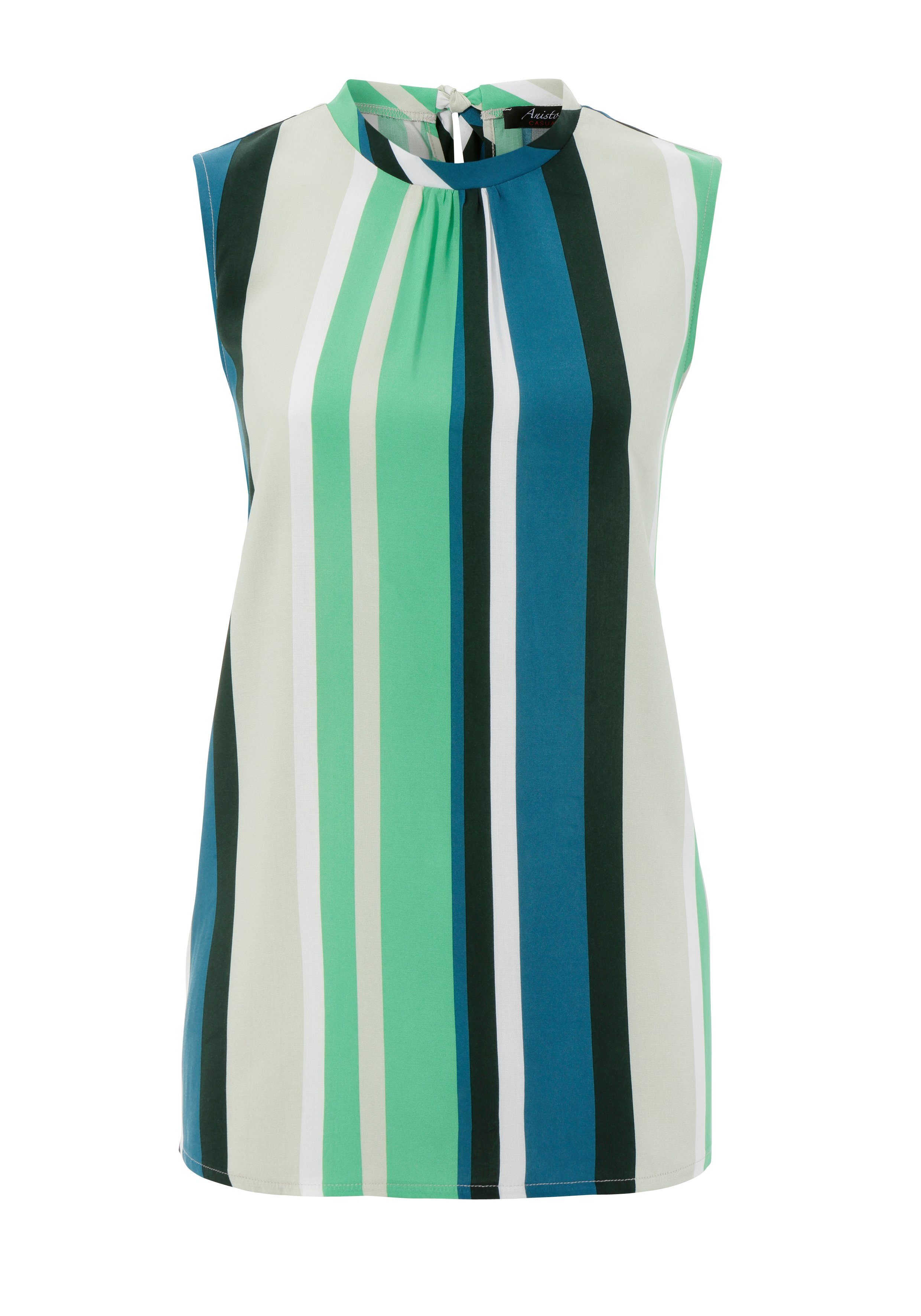 CASUAL Aniston farbharmonischen Blusentop apfelgrün-sand-petrol-dunkelgrün-weiß Streifen mit
