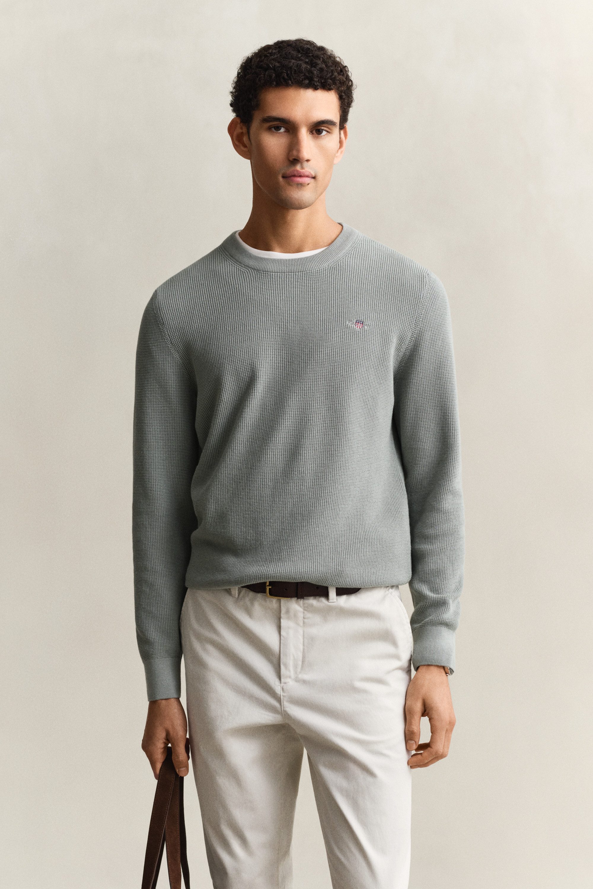 Gant MICRO TEXTURED COTTON C-NECK Regular fit mit Rundhalsausschnitt günstig online kaufen