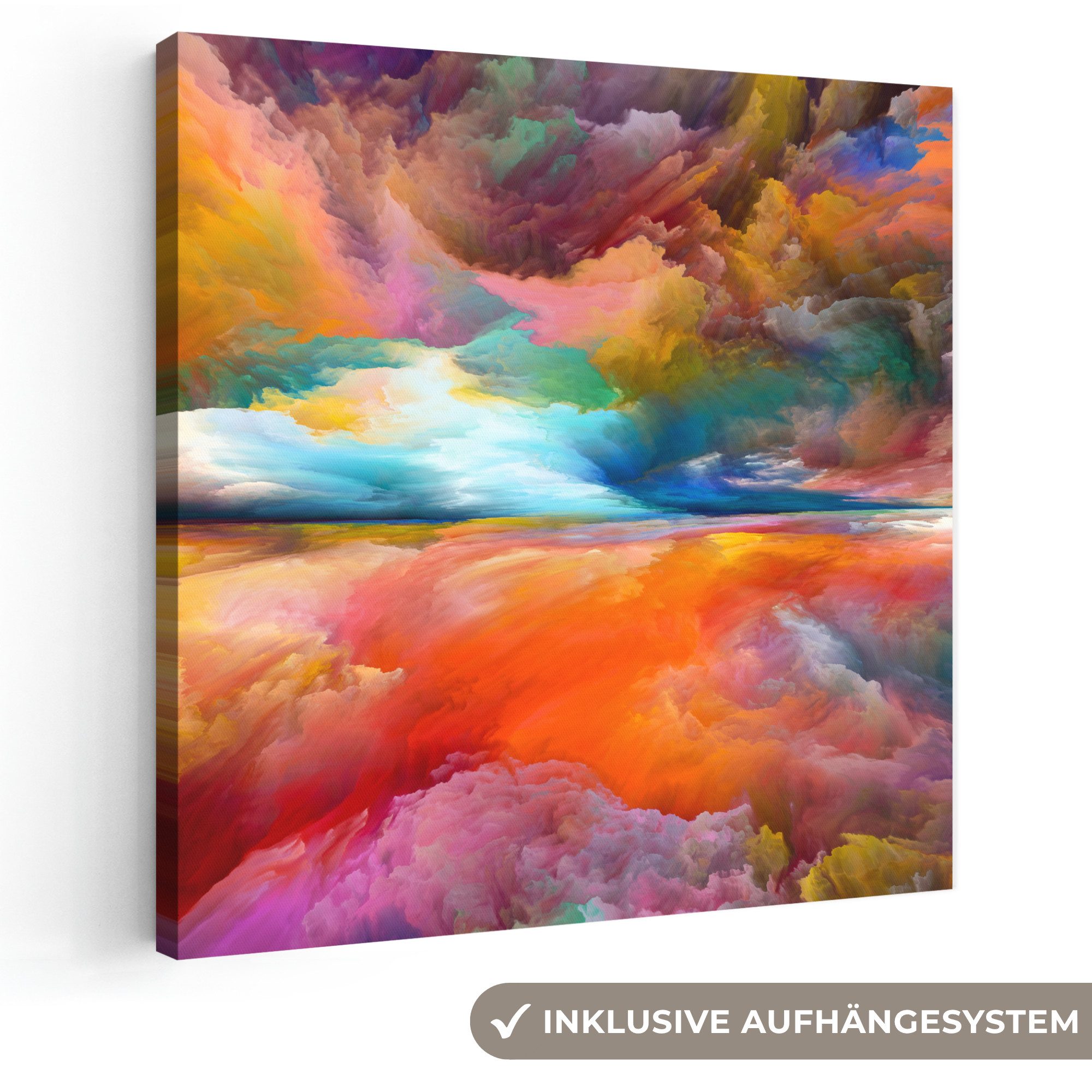 OneMillionCanvasses® Leinwandbild Kunstdrucke - Ölfarbenoptik - Abstrakt - Wolken, Fotodruck (1 St), Wandbild, Deko Schlafzimmer Wohnzimmer Flur 20x20 cm