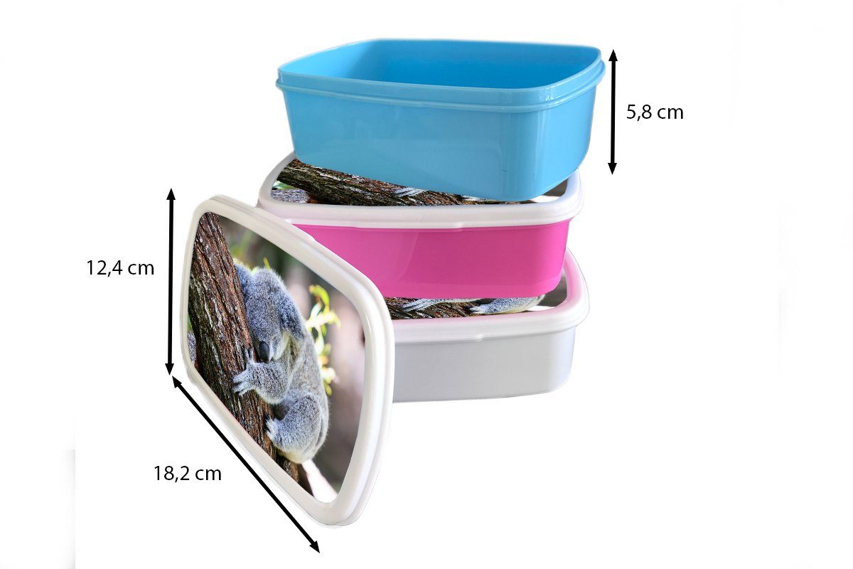 MuchoWow Lunchbox rosa Kunststoff, - für Kofferraum - Mädchen, Kinder, Kuscheltier Kunststoff Brotbox Erwachsene, (2-tlg), Brotdose Snackbox, Jungen - Mädchen, - Koala
