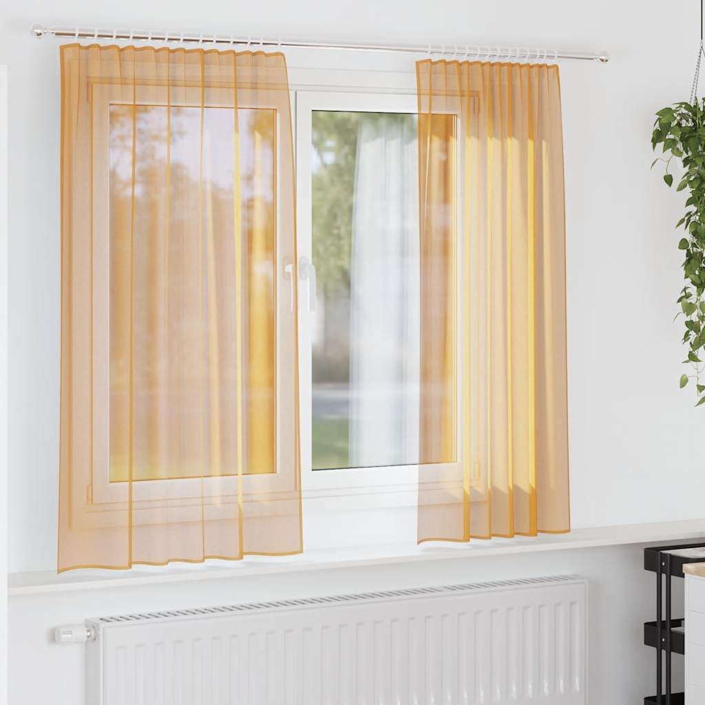vidaXL Gardine vidaXL Voile Vorhänge mit Stangentaschen 2 Stk. Orange