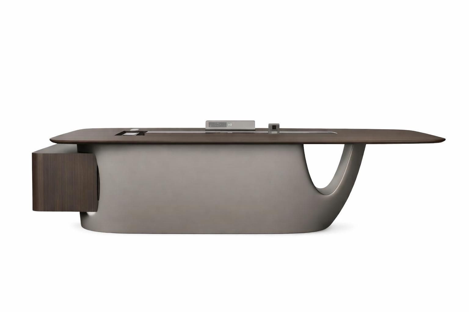 Xlmoebel Eckschreibtisch Eleganter Chefschreibtisch mit geschwungenem Design und Stauraum, Made in Europa