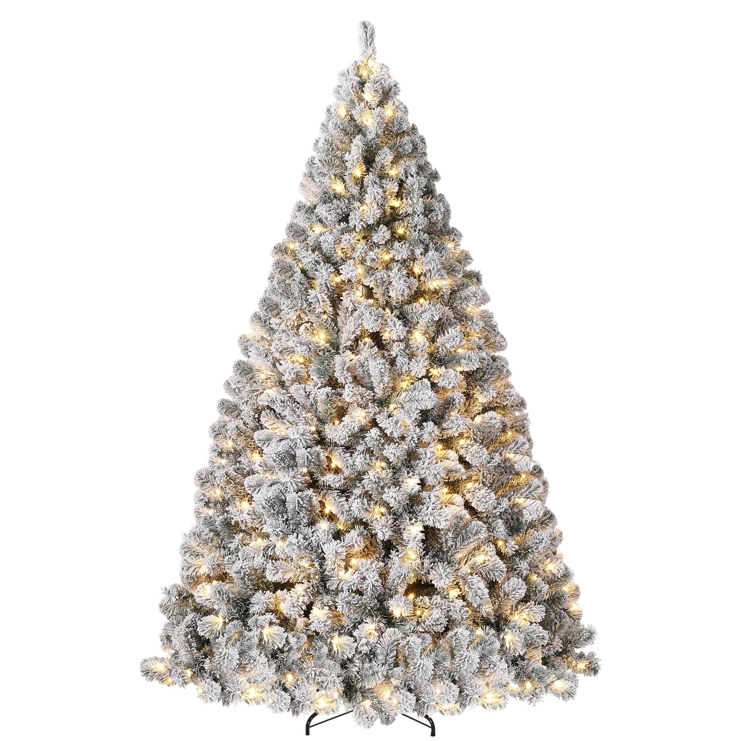 GarveeMore Künstlicher Weihnachtsbaum 180cm Weihnachtsbaum mit Schnee-Effekt und warmweißer LED-Beleuchtung
