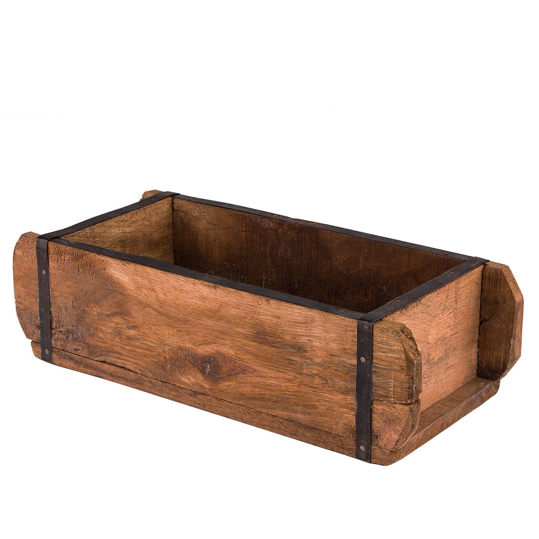 Allzweckkiste Ziegelform 32x14x9cm Vintage Holzkiste mit Metallbeschlägen