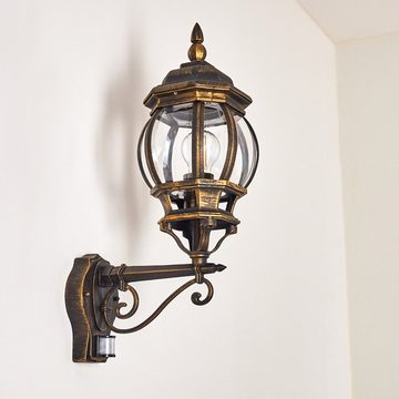 hofstein Außen-Wandleuchte »Meyen« Außenwandlampe, Aluguss in Braun/Gold m. Kunststoff-Scheiben, ohne Leuchtmittel, Wandlampe m. E27, m. Bewegungsmelder