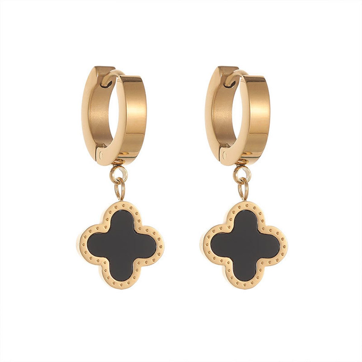 KARMA Paar Ohrhänger Kleeblatt Silber Gold günstig online kaufen