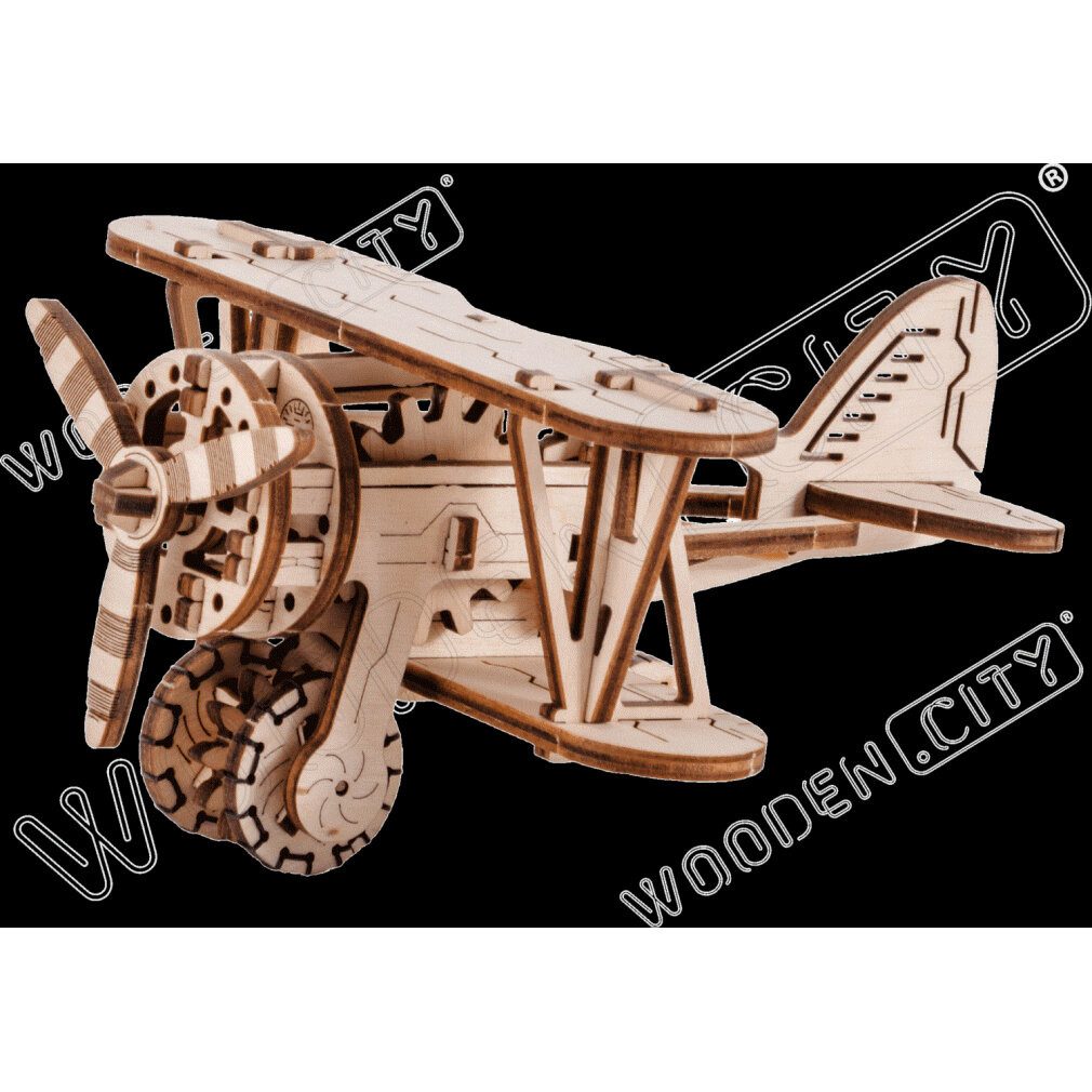 Wooden City 3D-Puzzle modellflugzeug Bausatz Holz natur 63 Teile, Puzzleteile