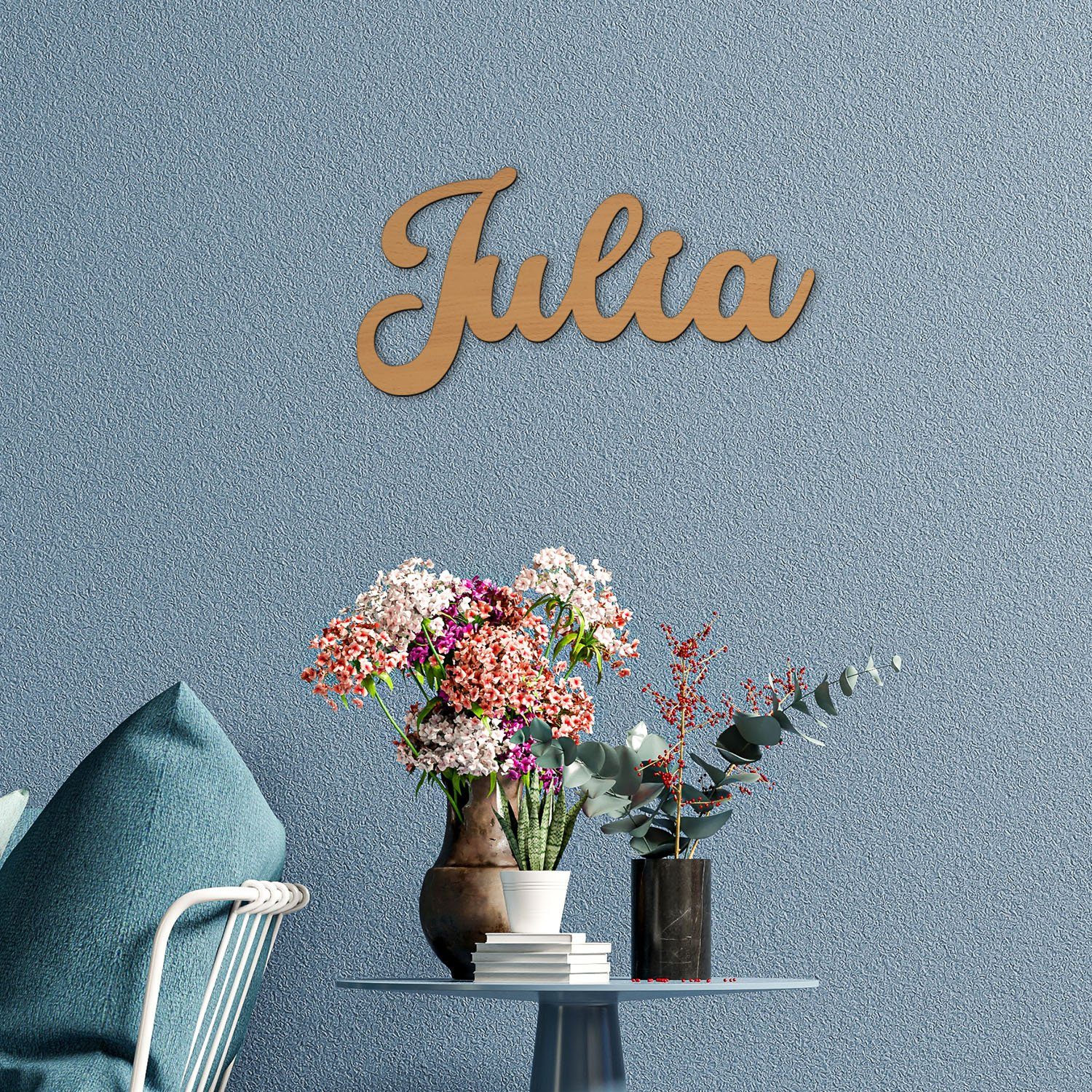 Namofactur LED Dekolicht Name Julia Deko Licht Kinder & Erwachsene Wandlampe I MDF Holz, LED fest integriert, Warmweiß
