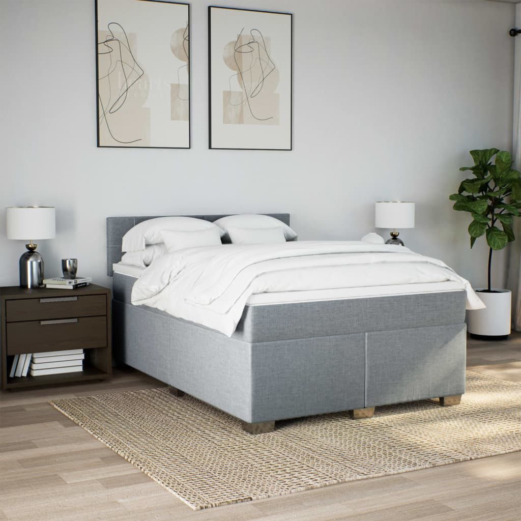vidaXL Bett Boxspringbett mit Matratze Hellgrau günstig online kaufen