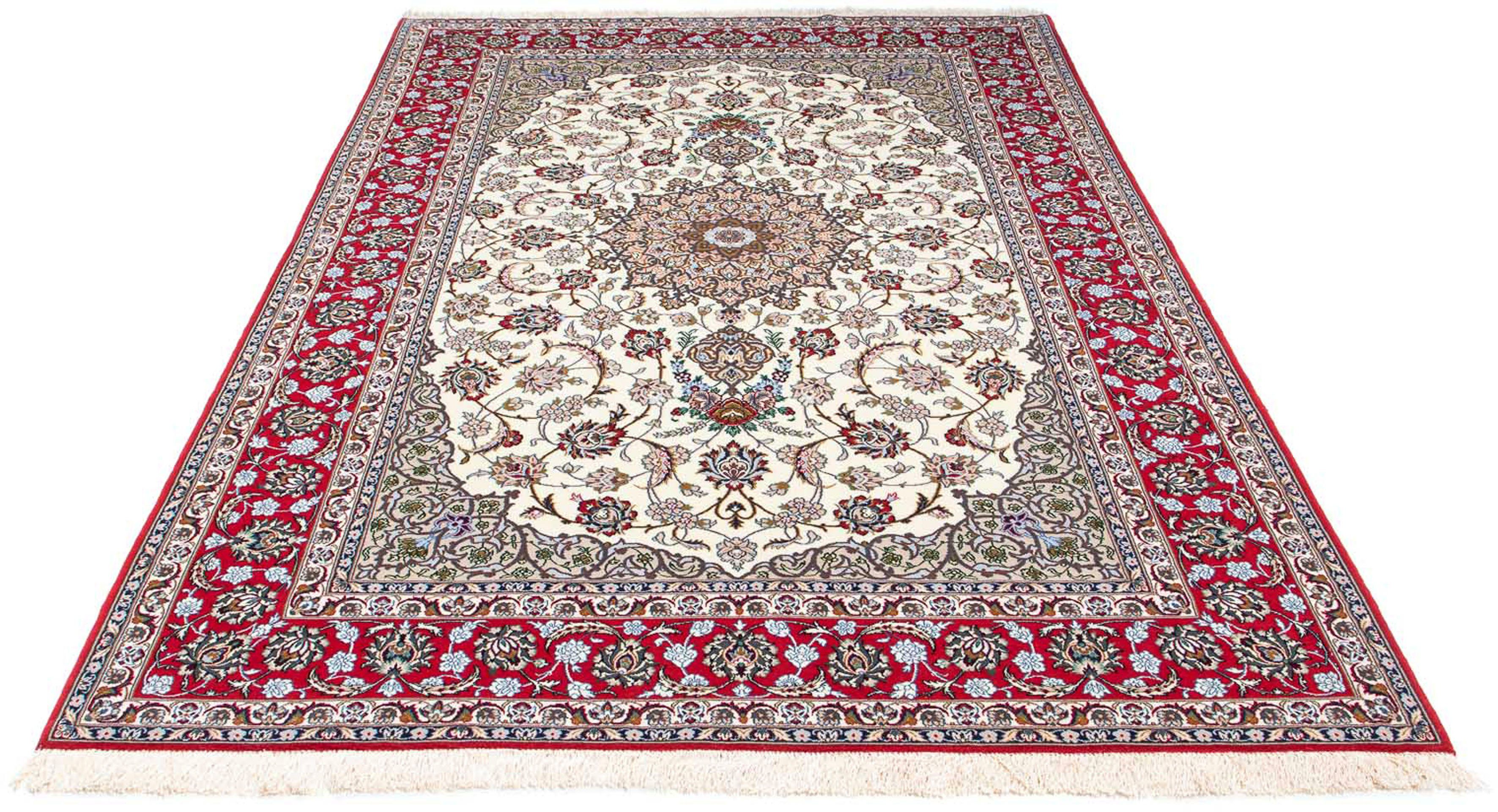 Orientteppich Perser - Isfahan - Premium - 248 x 159 cm - beige, morgenland, rechteckig, Höhe: 6 mm, Wohnzimmer, Handgeknüpft, Einzelstück mit Zertifikat
