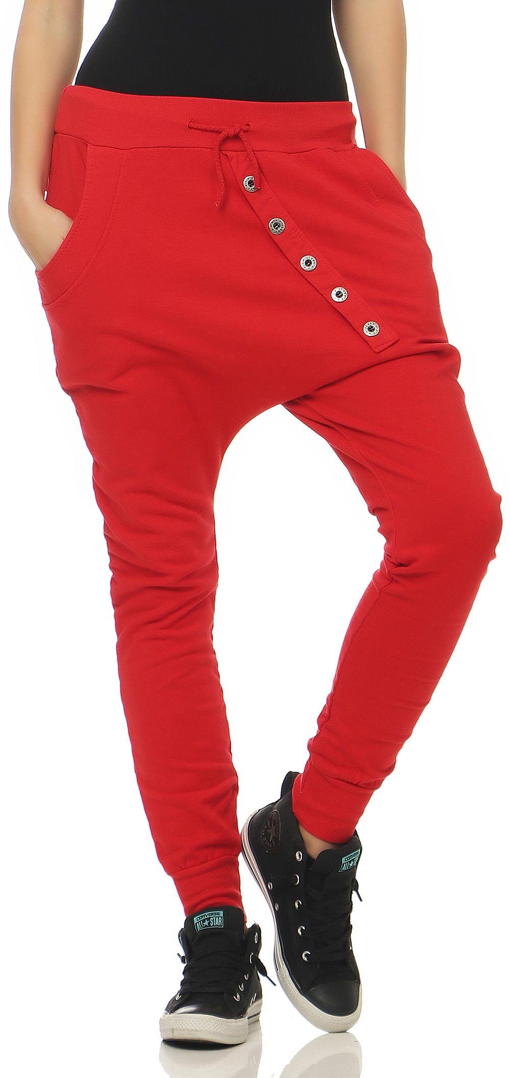 malito more than fashion Jogginghose malito Damen Sweathose in Unifarben, Baggy zum Tanzen, Jogginghose mit Knopfleiste und Kordelzug Einheitsgröße